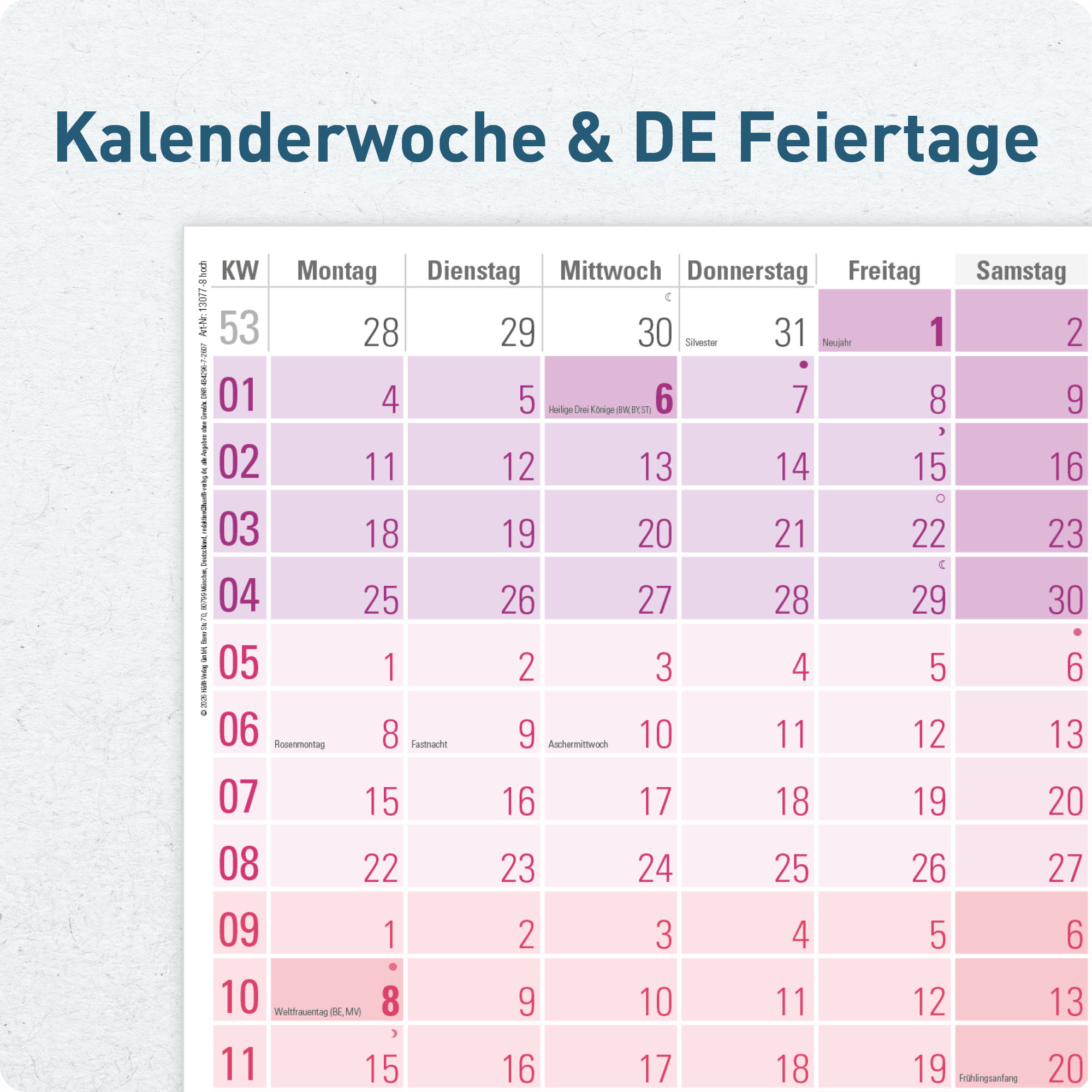 Artikelbild 5 des Artikels “Wandkalender 2027 Hochformat - Jahreskalender schmal lang [Rainbow] “