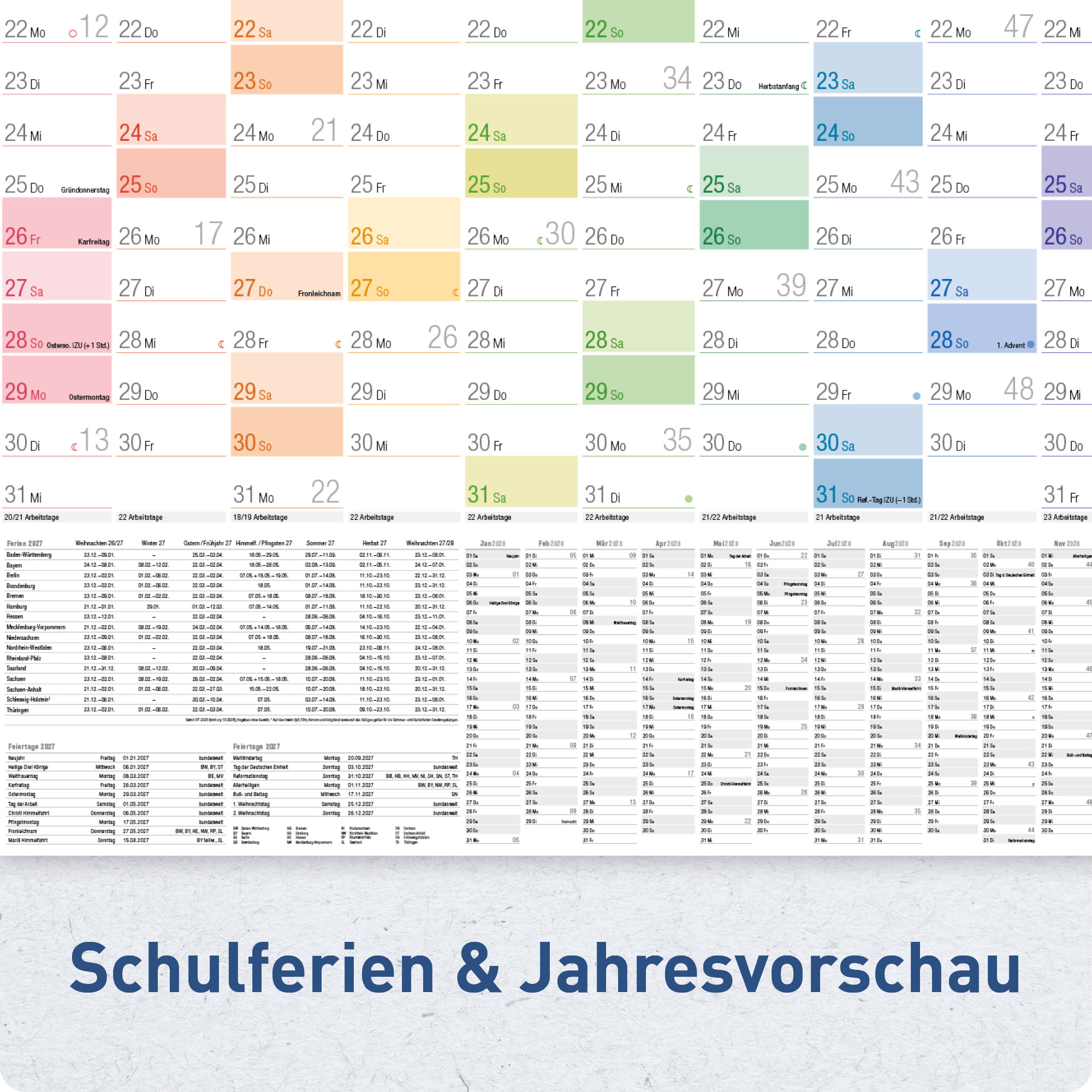 Artikelbild 5 des Artikels “Wandkalender 2027 A1+ gerollt abwischbar [Rainbow] “