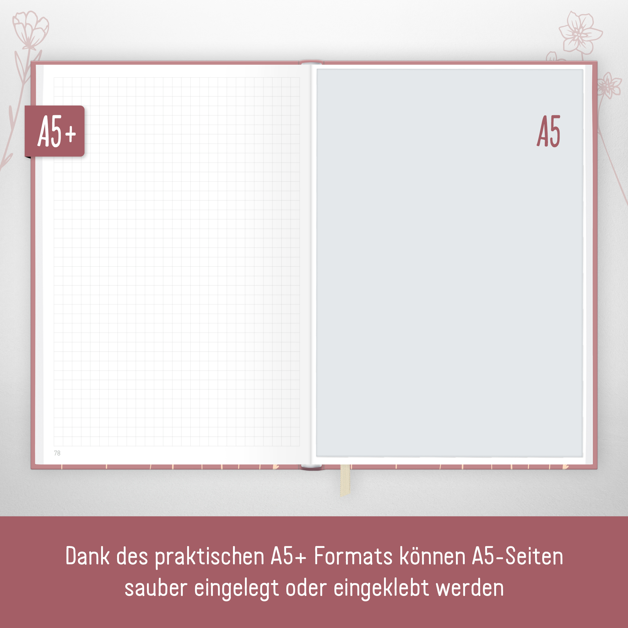Artikelbild 5 des Artikels “Notizbuch Classic kariert A5+  [Fine Flowers rosé] “