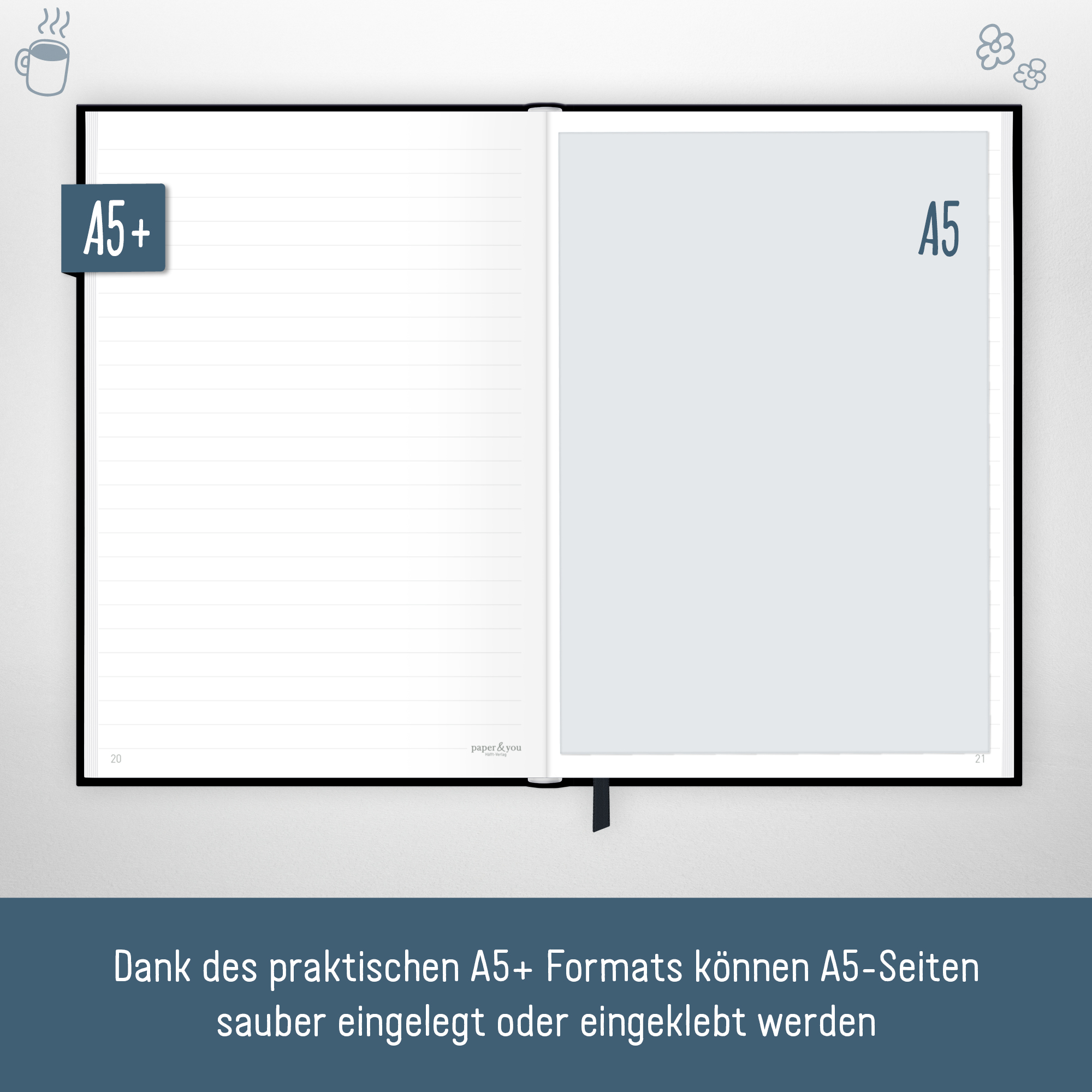 Artikelbild 5 des Artikels “paper&you Notizbuch Classic A5+ liniert [Black Edition] “