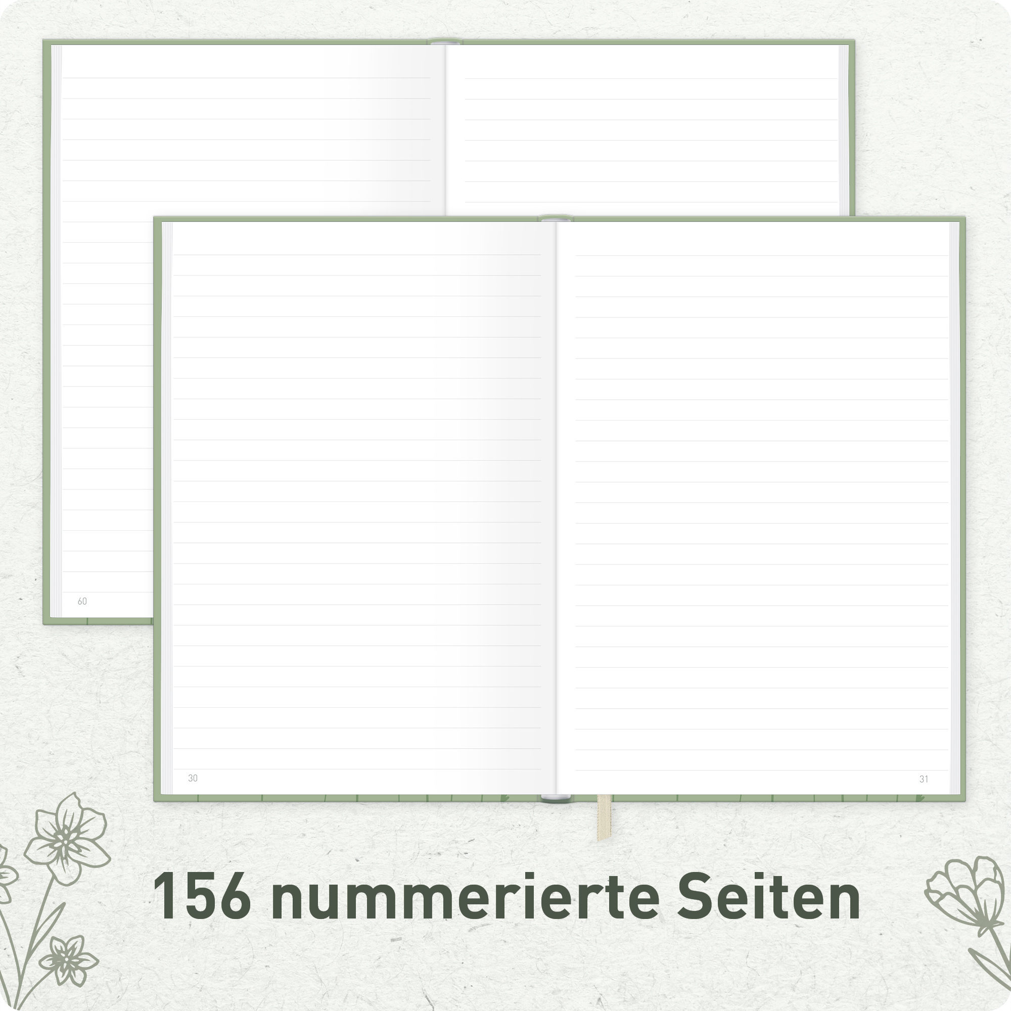 Artikelbild 5 des Artikels “paper&you Notizbuch Classic A5+ liniert [Fine Flowers salbei] “