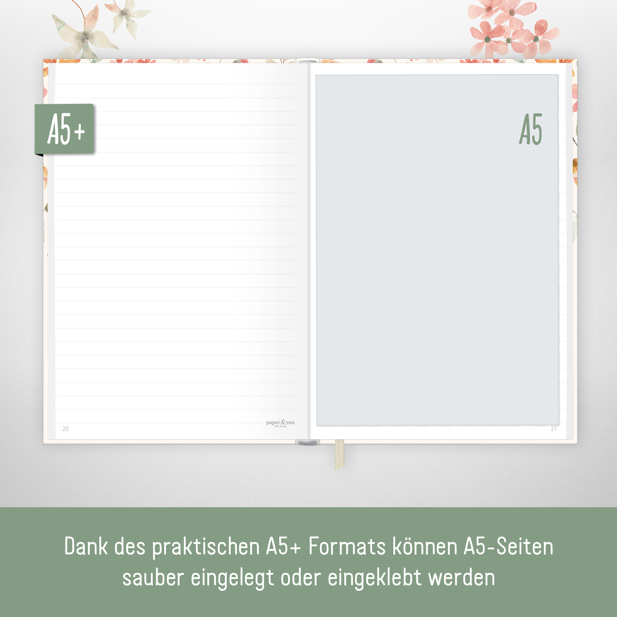 Artikelbild 5 des Artikels “paper&you Notizbuch Classic A5+ liniert [Wild Blossoms] “