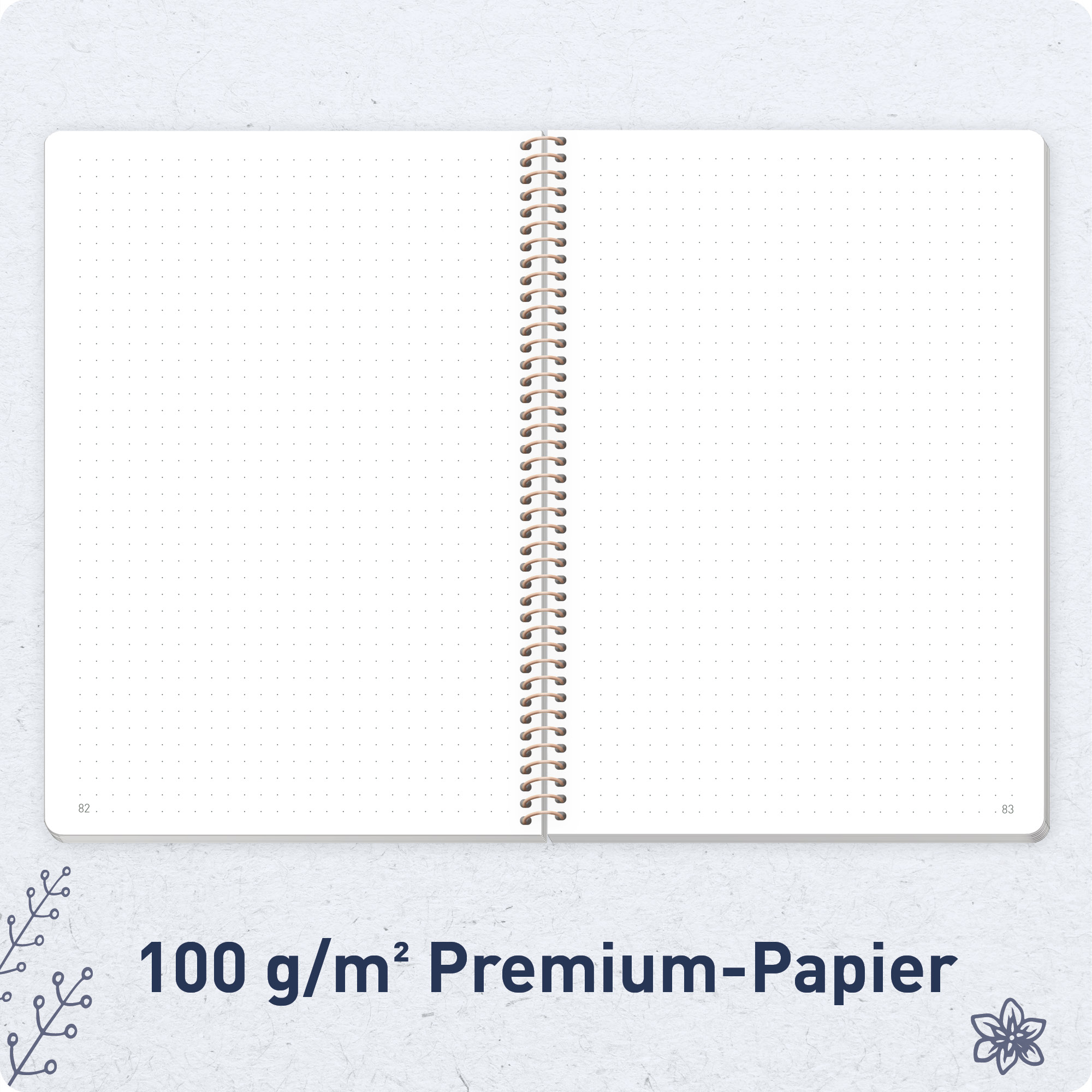 Artikelbild 5 des Artikels “Bullet Journal dotted A5 mit Spiralbindung [Fine Flowers night blue] “