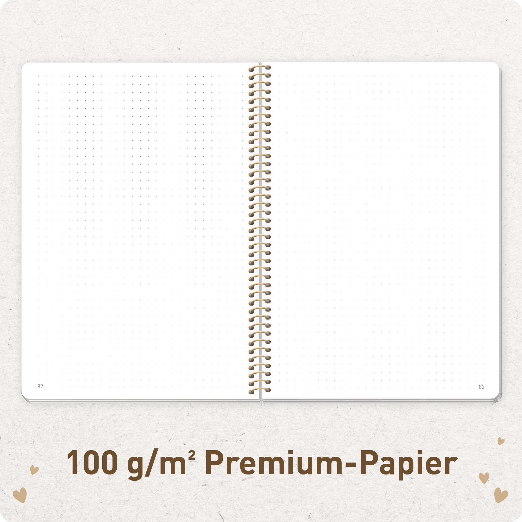 Artikelbild 5 des Artikels “Bullet Journal dotted A5 mit Spiralbindung [Golden Hearts] “