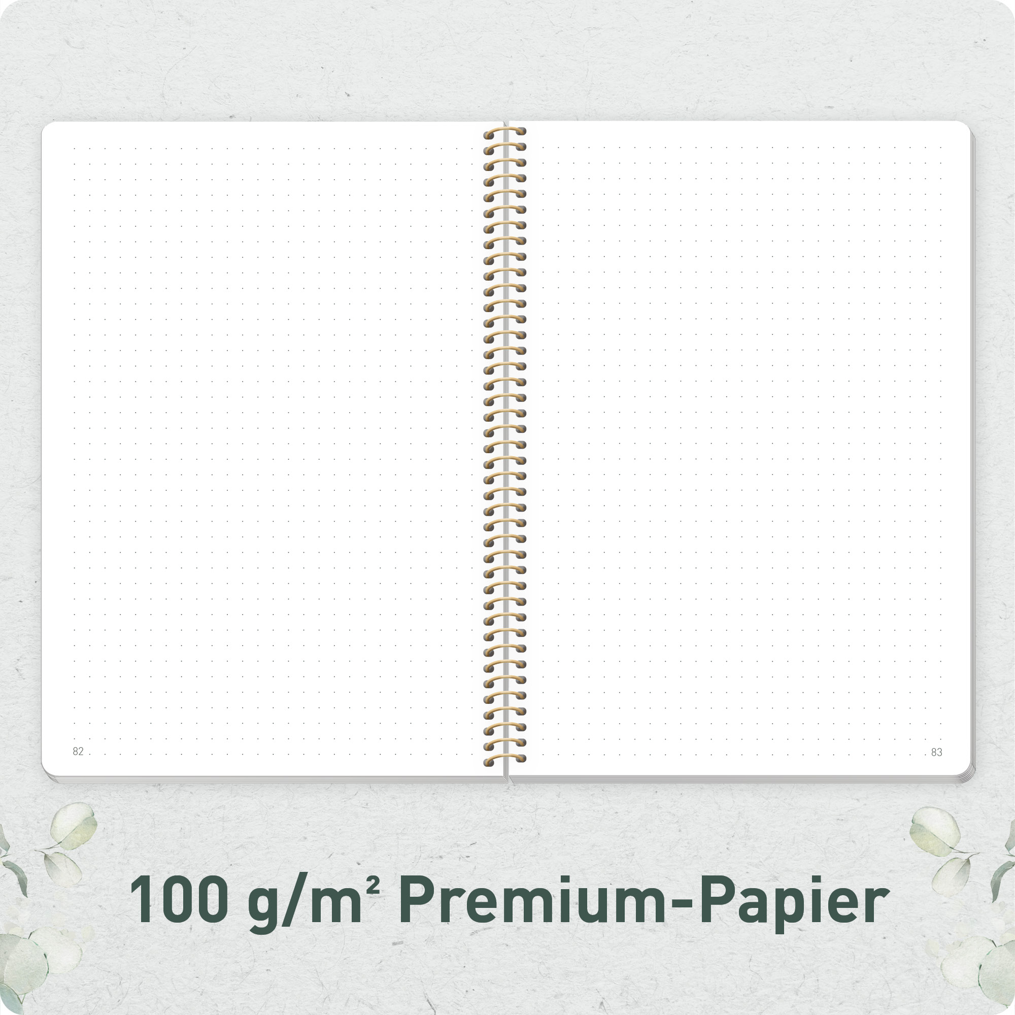 Artikelbild 5 des Artikels “Bullet Journal dotted A5 mit Spiralbindung [Minty Leaves] “