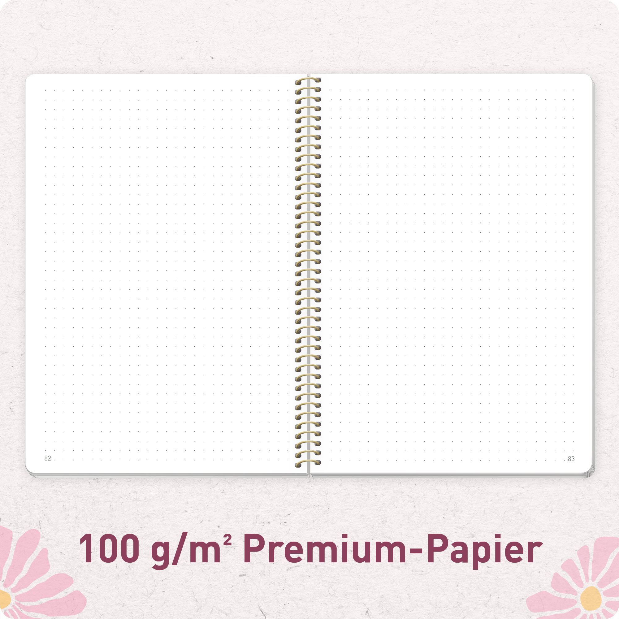 Artikelbild 5 des Artikels “Bullet Journal dotted A5 mit Spiralbindung [Pink Flowers] “