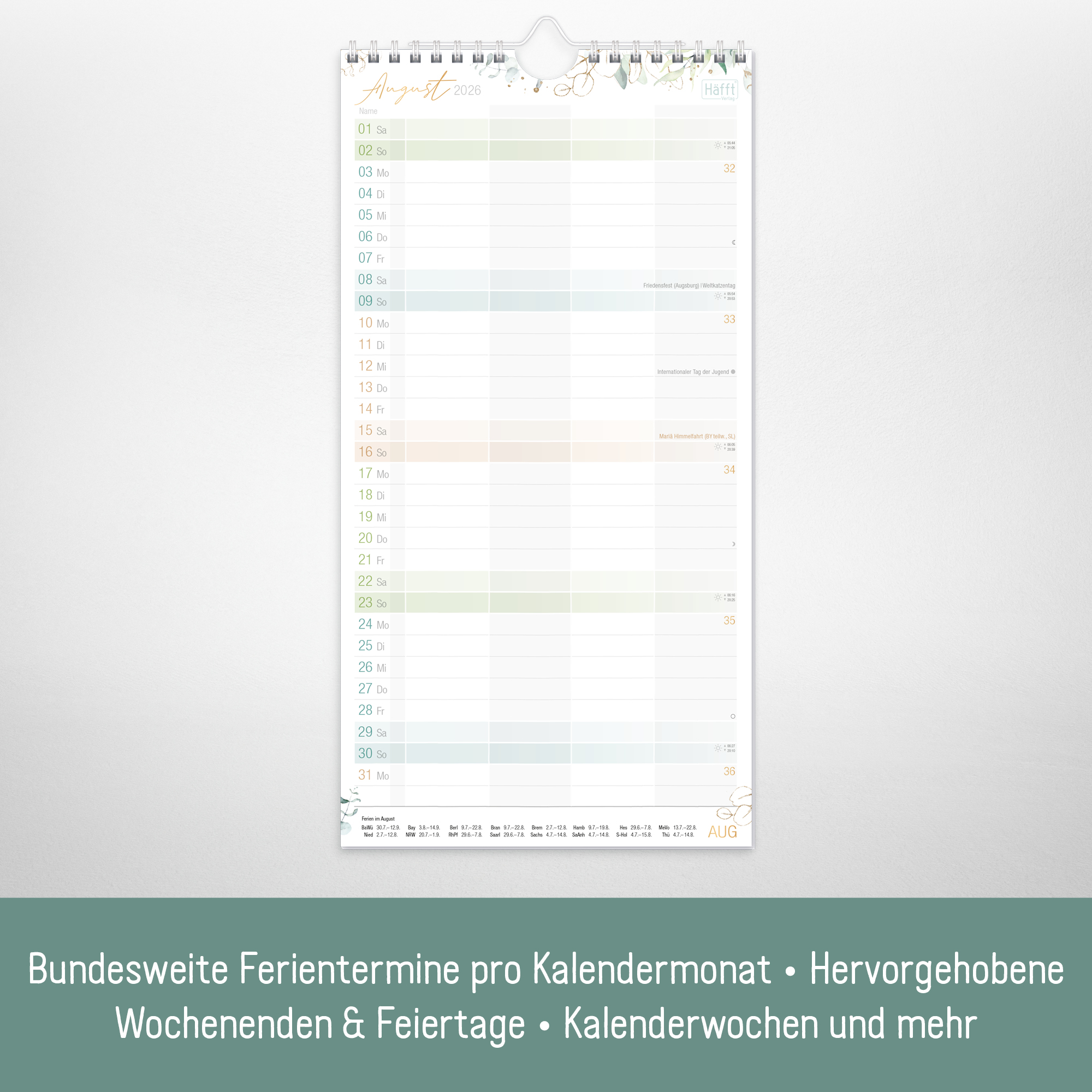 Artikelbild 5 des Artikels “Familienplaner Kompakt 2026 4-spaltig [Blattgold] “