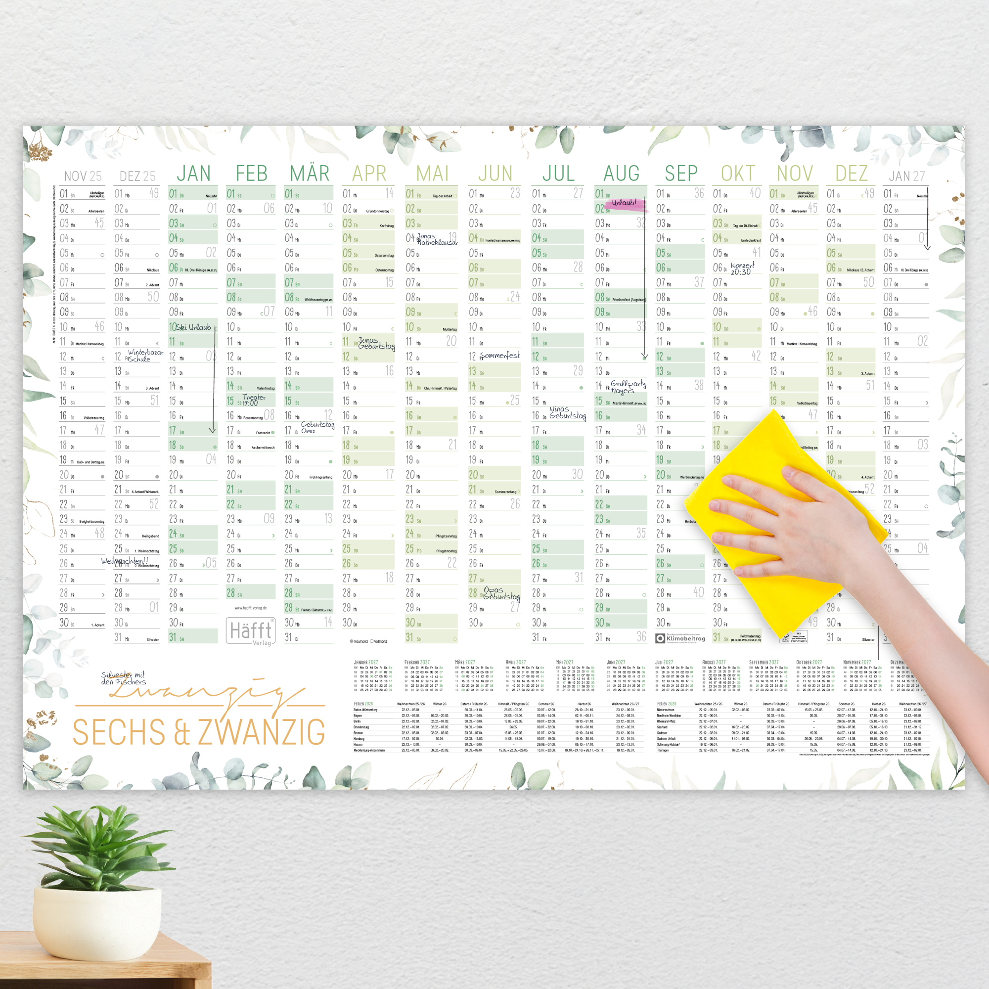 Artikelbild 6 des Artikels “Wandkalender 2026 89cm x 63cm (A1+) gerollt abwischbar [Blattgold] “