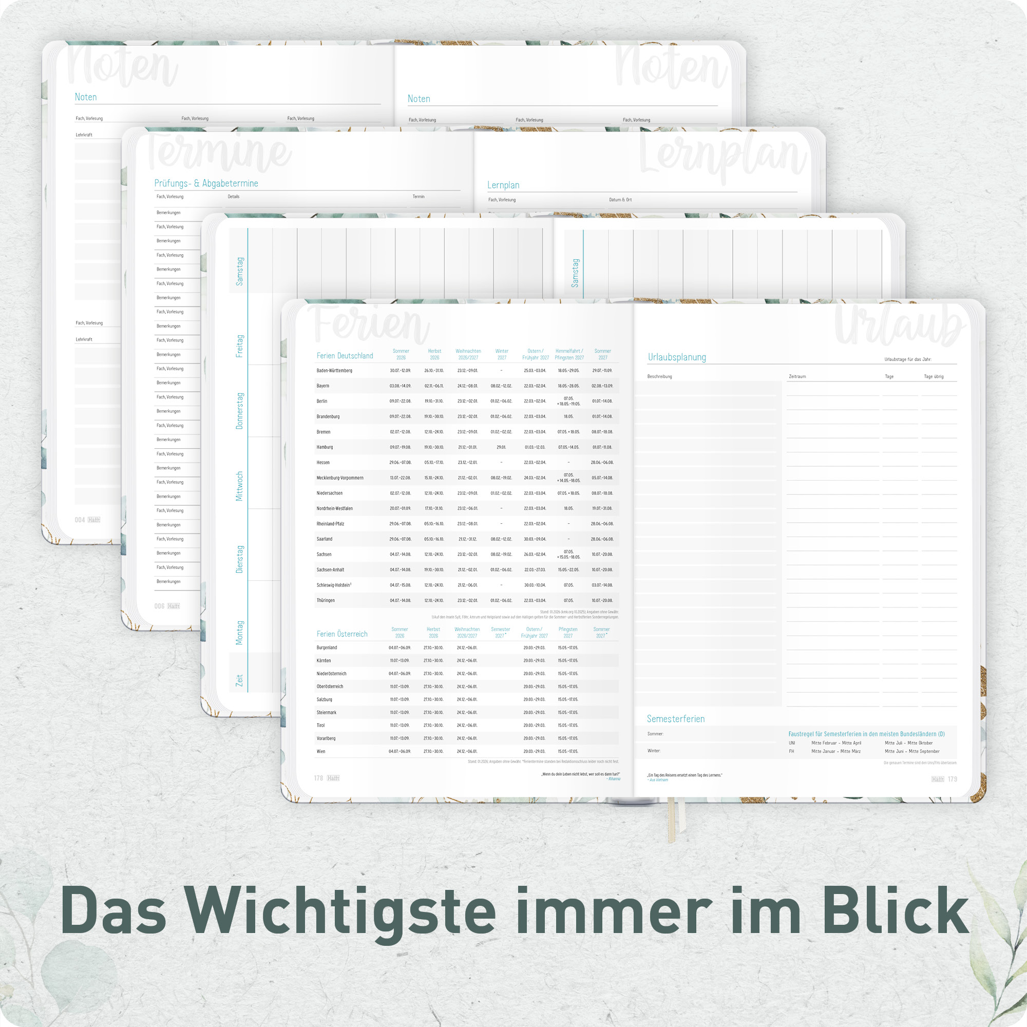 Artikelbild 6 des Artikels “Häfft-Timer A5 2026/2027 [Blattgold] “