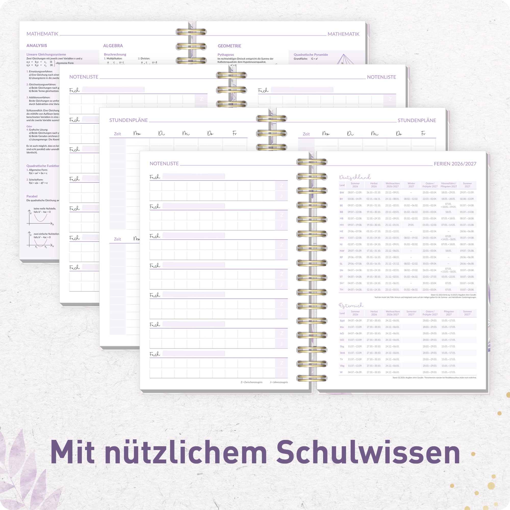 Artikelbild 6 des Artikels “Häfft-Timer Fancy A5 2026/2027 [Purple Leaves] “