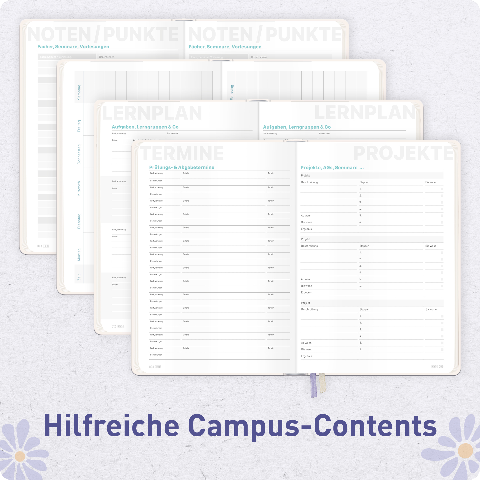Artikelbild 6 des Artikels “Häfft-Timer Campus A5 2026/2027 [Flower Power rosé] “