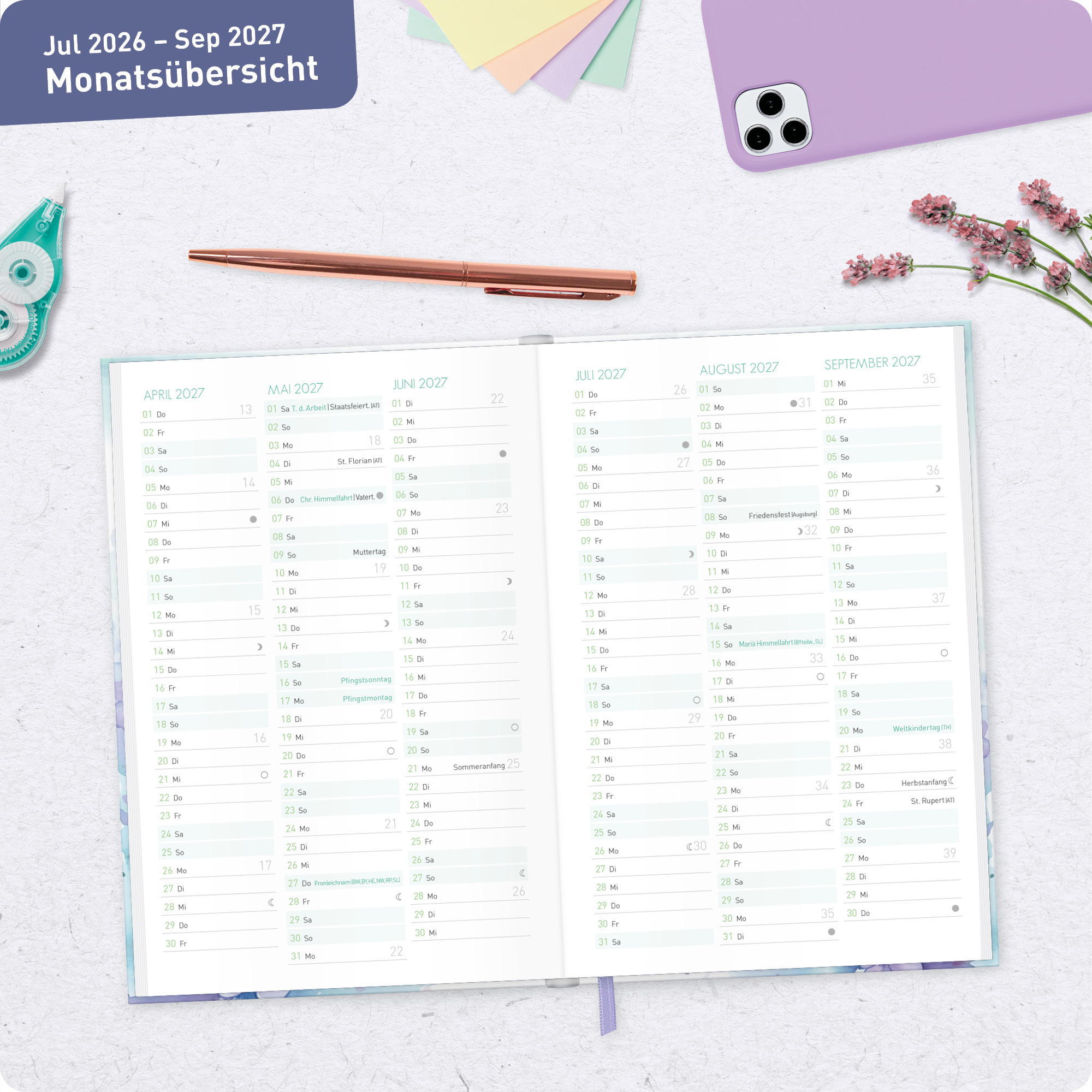 Artikelbild 6 des Artikels “Schulstuff Schüler:innen-Timer A5 2026/2027 [Butterfly] “