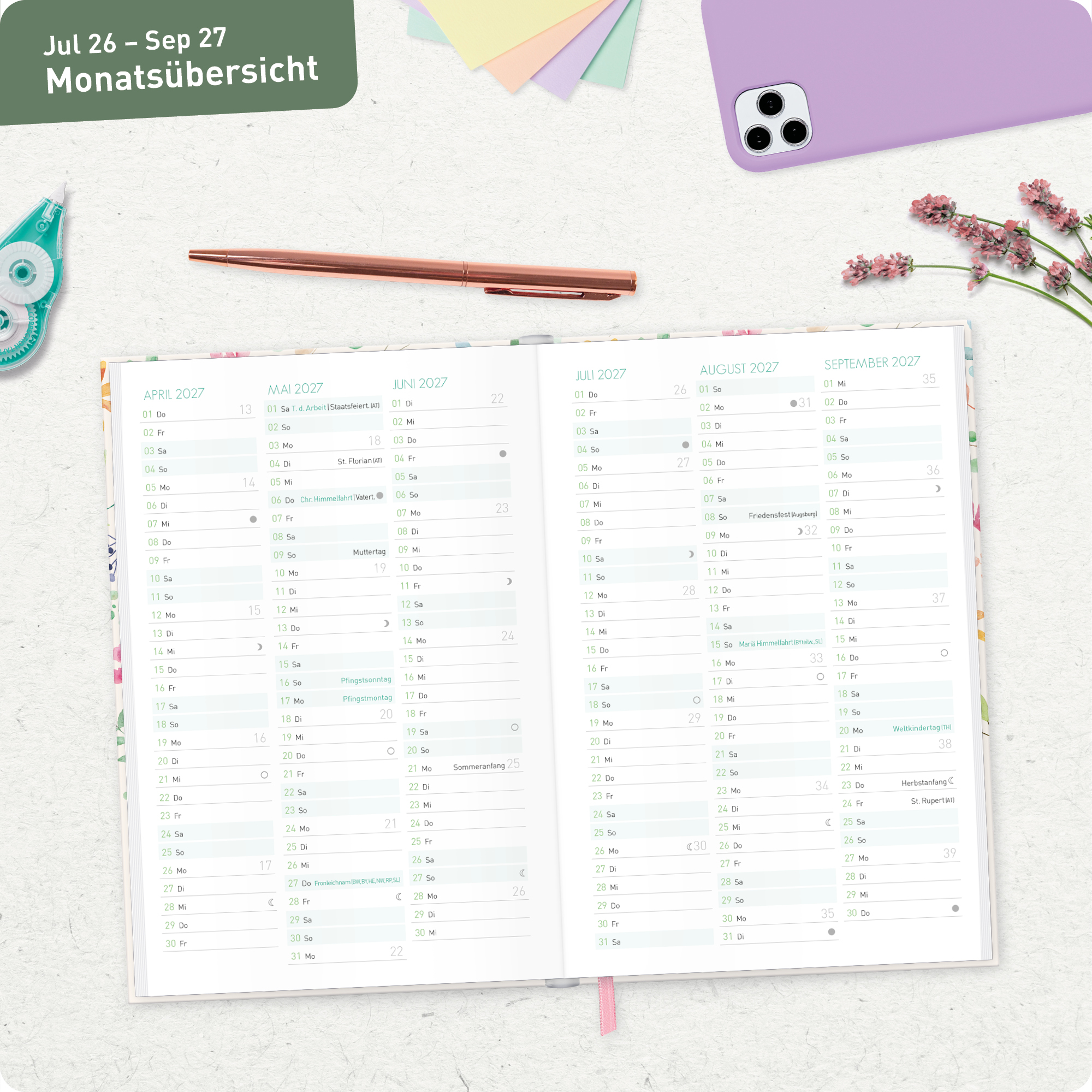 Artikelbild 6 des Artikels “Schulstuff Schüler:innen-Timer A5 2026/2027 [Wild Blossoms] “