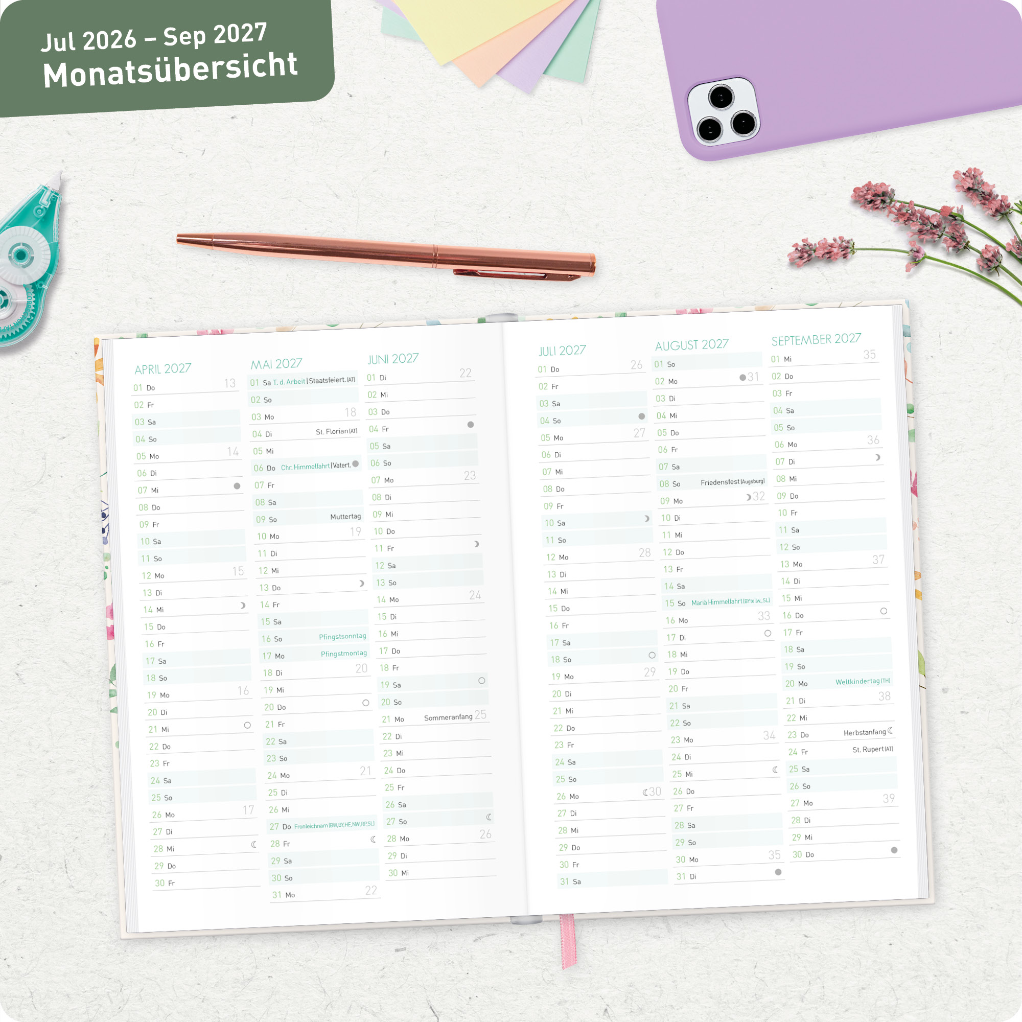 Artikelbild 6 des Artikels “Schulstuff Schüler:innen-Timer A5 2026/2027 [Wild Blossoms] “