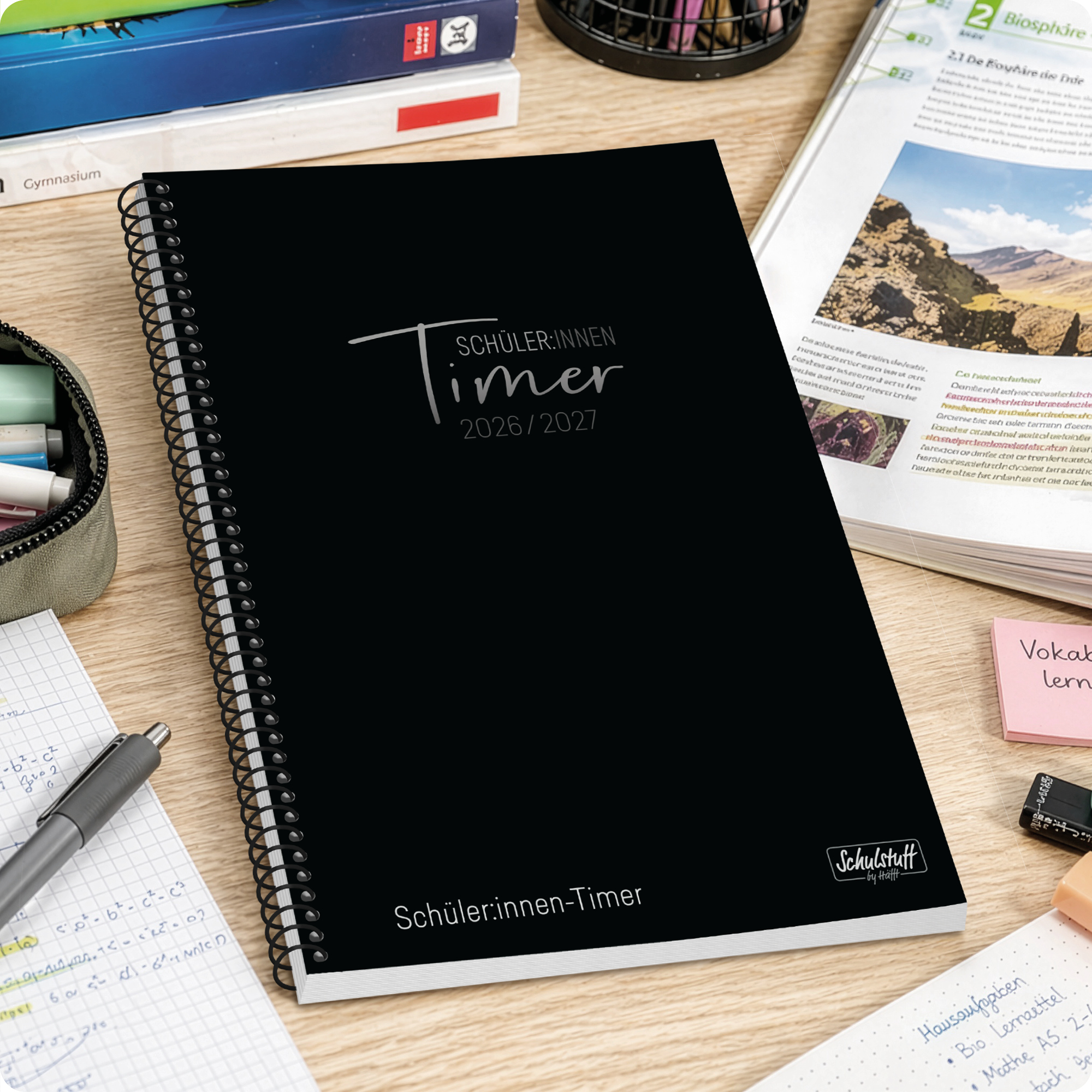 Artikelbild 6 des Artikels “Schulstuff Schüler:innen-Timer mit Spiralbindung A5 2026/2027 [Black Edition] “
