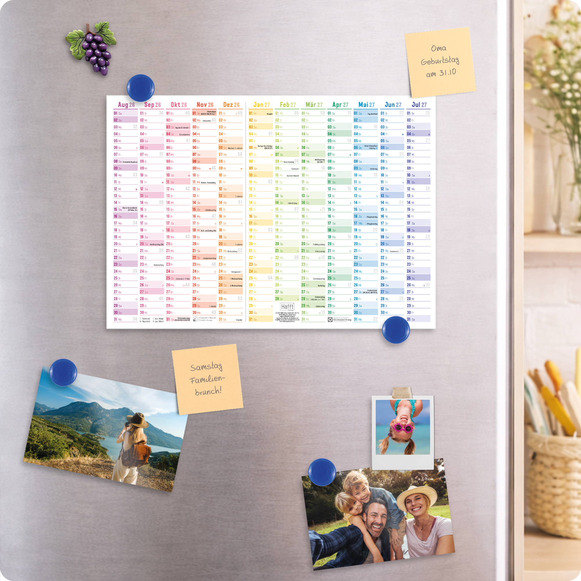 Artikelbild 6 des Artikels “Wandkalender Schuljahr 2026/2027 A4 quer 5er-Pack [Rainbow] “