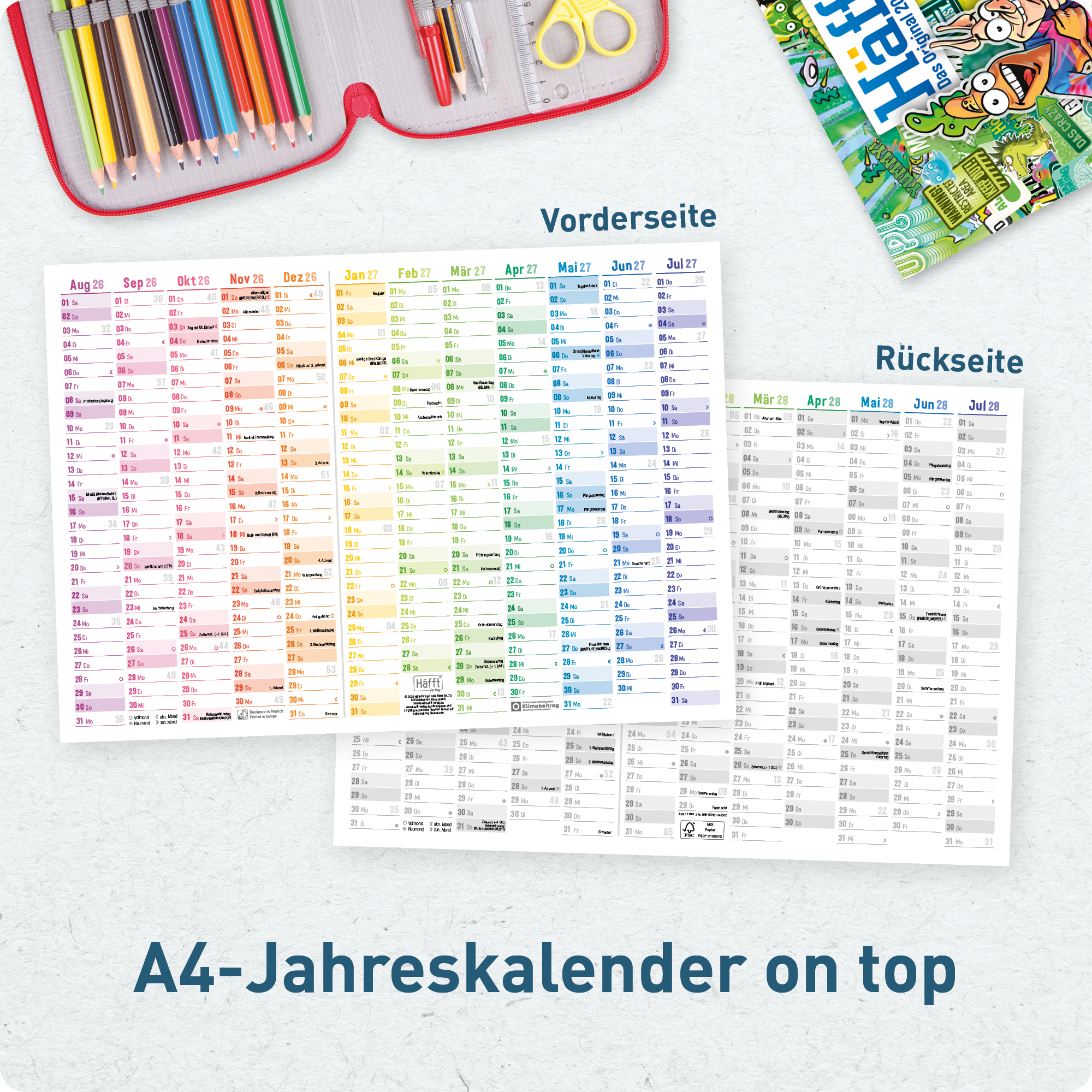 Artikelbild 6 des Artikels “Wandkalender Schuljahr 2026/2027 A1 + [Rainbow] “