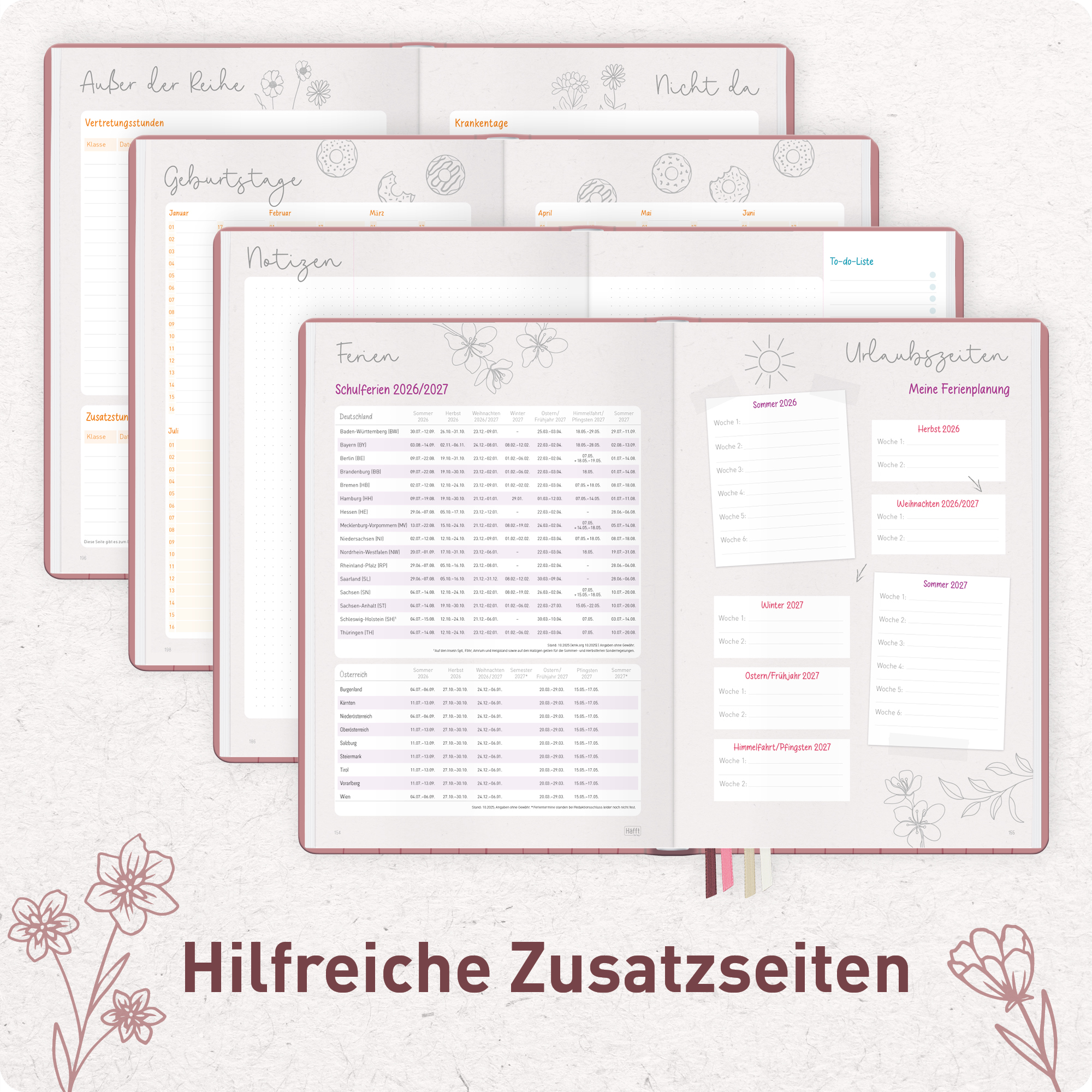 Artikelbild 6 des Artikels “Lehrer-Planer Grundschule A4+ 26/27 [Fine Flowers rosé] “