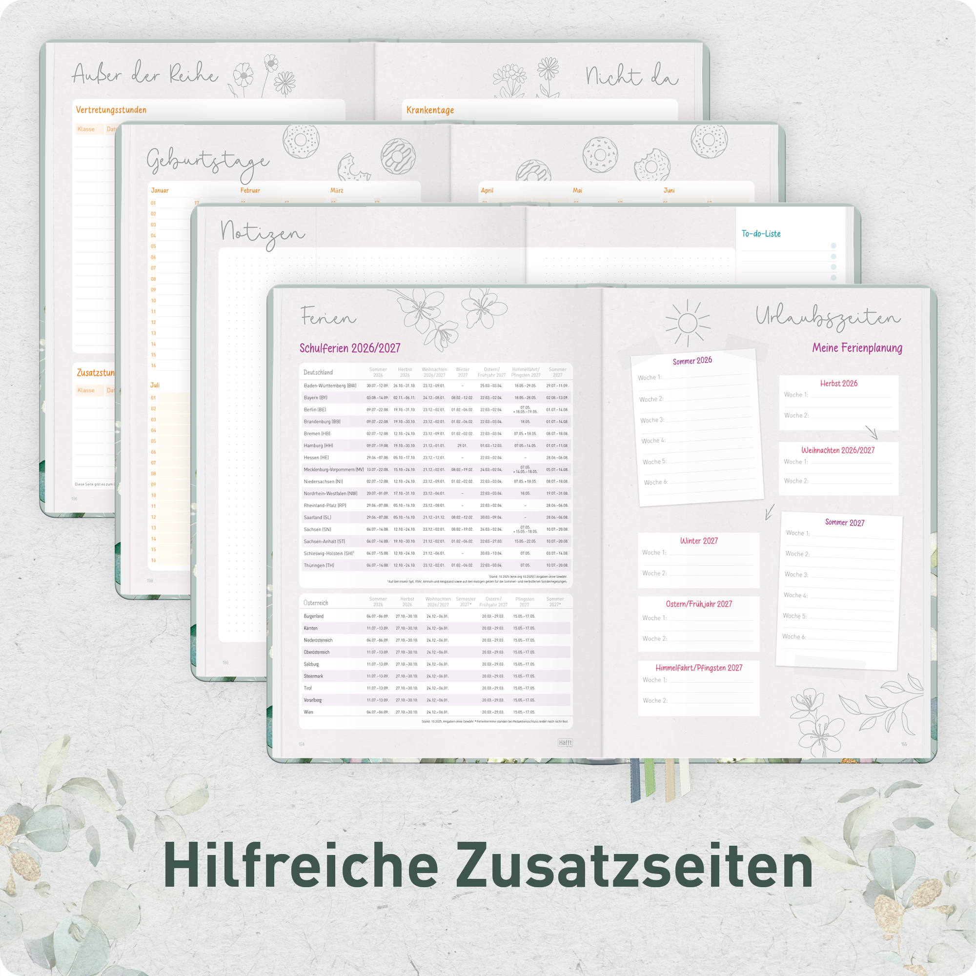 Artikelbild 6 des Artikels “Lehrer-Planer Grundschule A4+ 26/27 [Minty Leaves] “