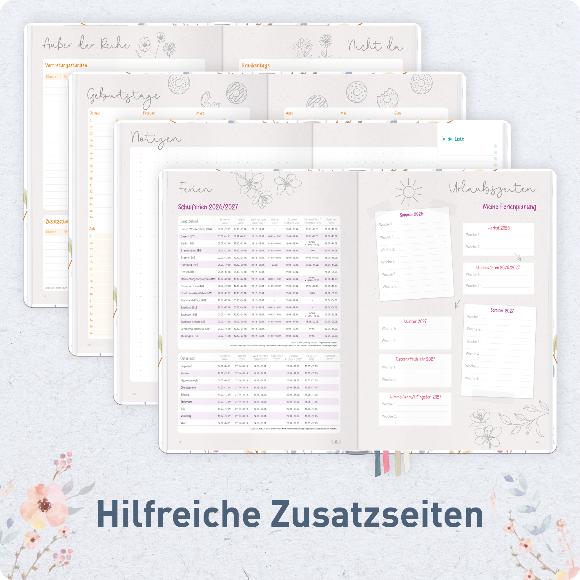 Artikelbild 6 des Artikels “Lehrer-Planer Grundschule A4+ 26/27 [Sweet Flowers] “