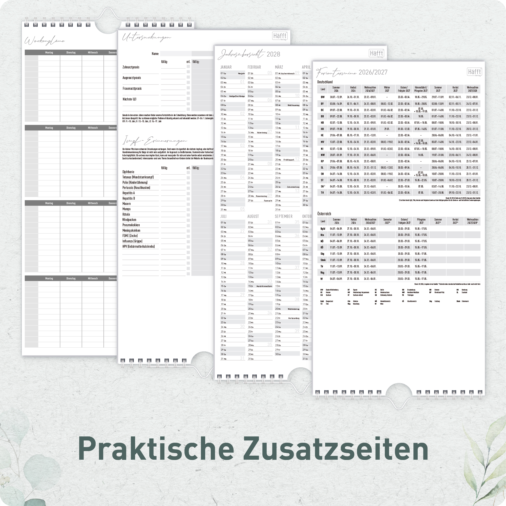 Artikelbild 6 des Artikels “Familienplaner kompakt 2026/2027 Wandkalender 4-spaltig [Blattgold] “