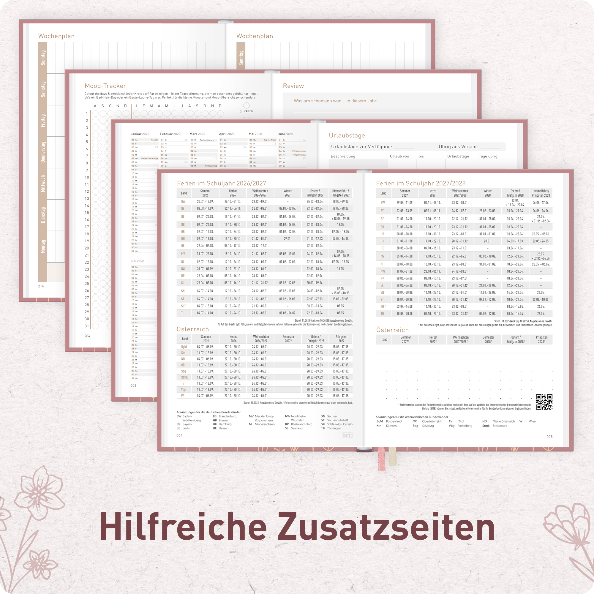 Artikelbild 6 des Artikels “Chäff-Timer Mini A6+ 2026/2027 [Fine Flowers rosé] “
