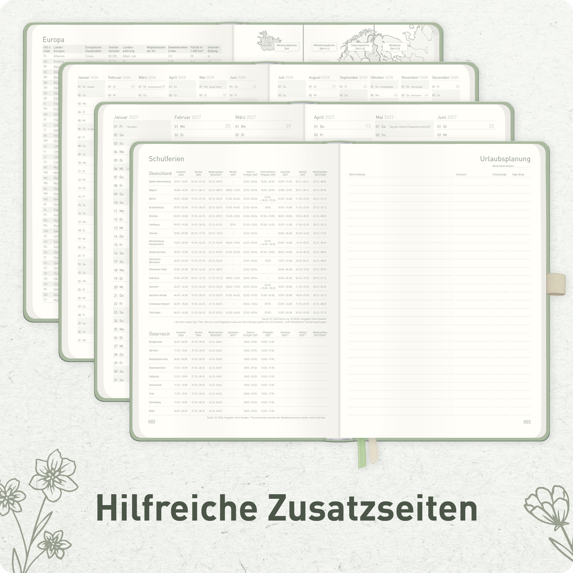 Artikelbild 6 des Artikels “Wochen-Notiz-Kalender 2026/2027 A5 [Fine Flowers salbei] “