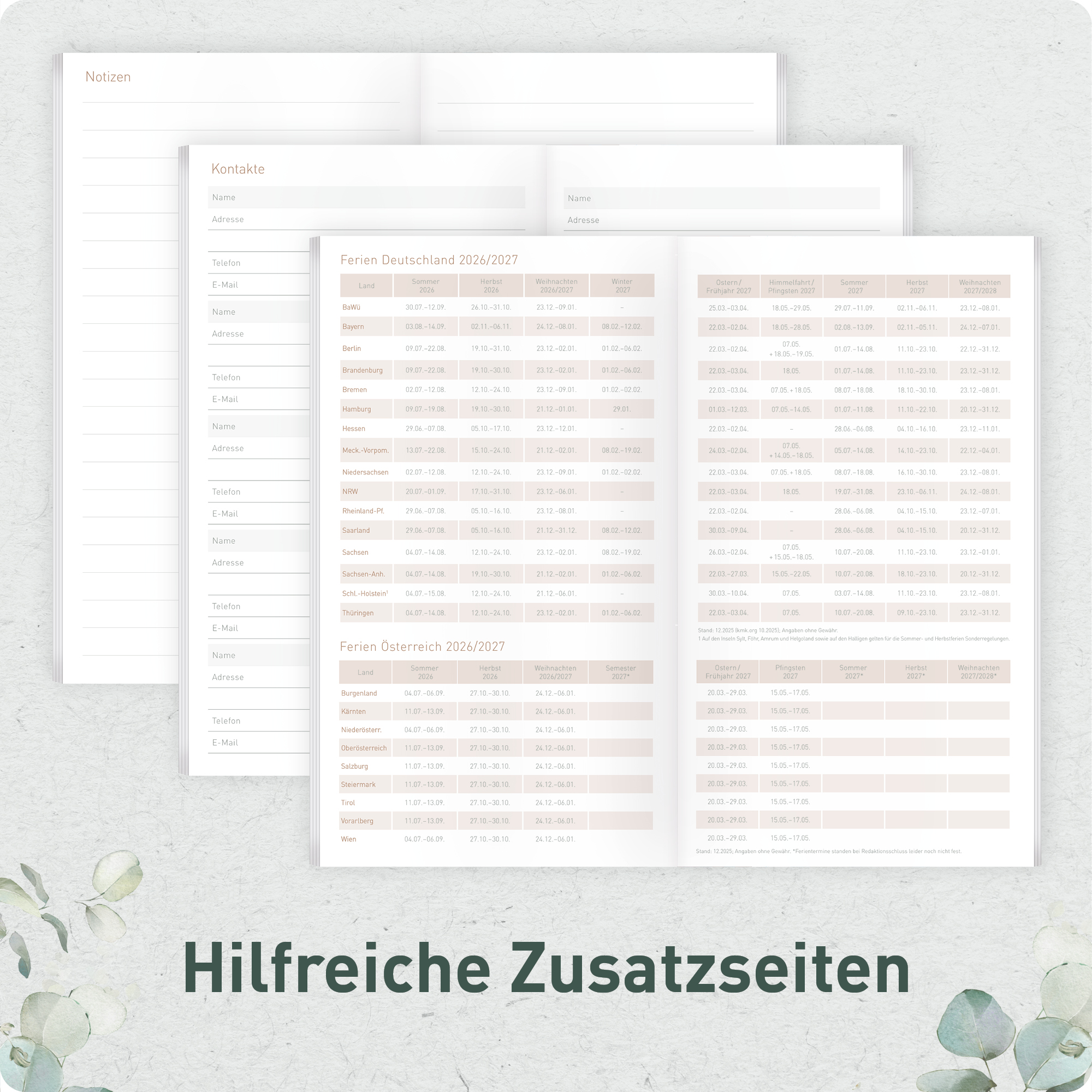 Artikelbild 6 des Artikels “Monatskalender 2026/2027 A6+ Slim Taschenkalender [Minty Leaves] “