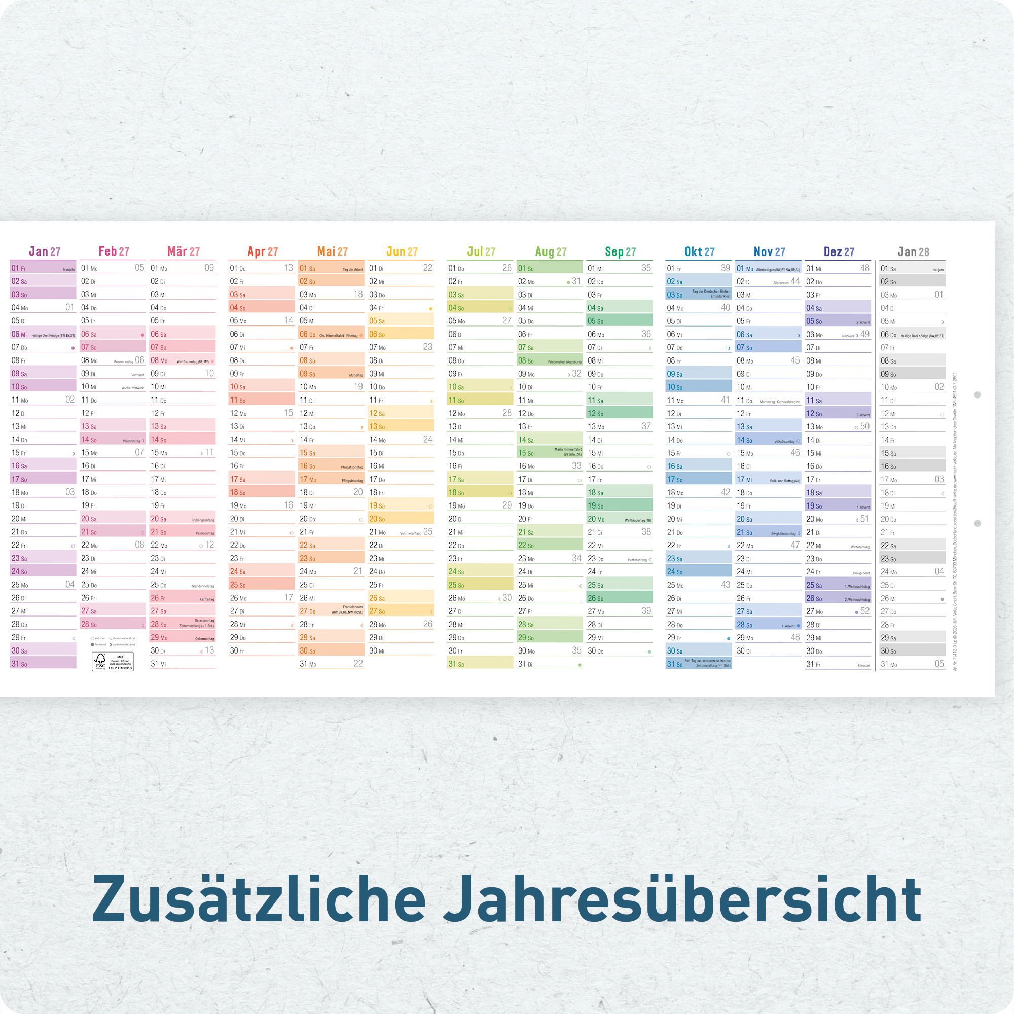 Artikelbild 6 des Artikels “Urlaubsplaner / Teamkalender 2027 A4 gefalzt [Rainbow] “