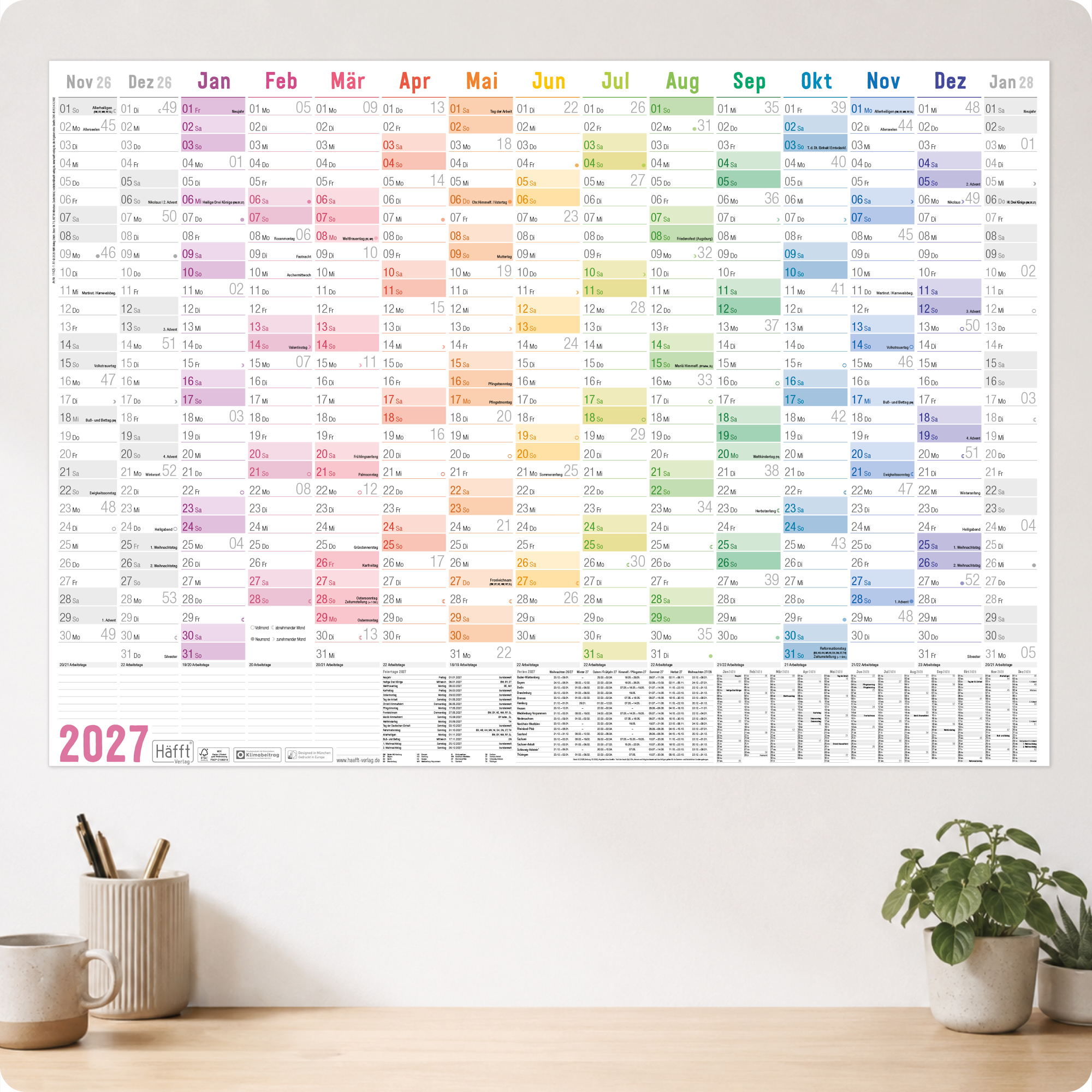 Artikelbild 6 des Artikels “Wandkalender 2027 A1+ gerollt abwischbar [Rainbow] “
