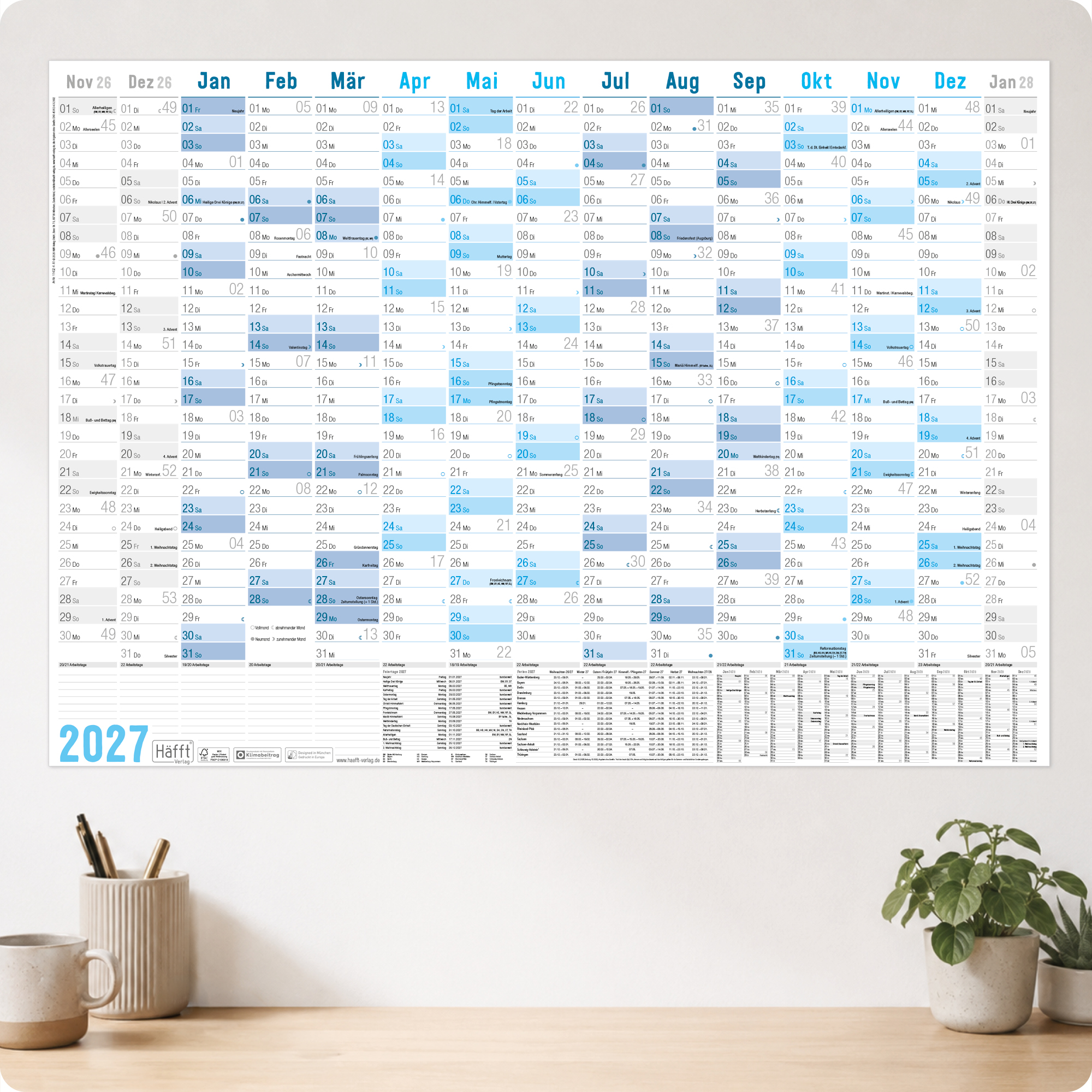 Artikelbild 6 des Artikels “Abwischbarer Wandkalender 2027 A1 + [Blau] “