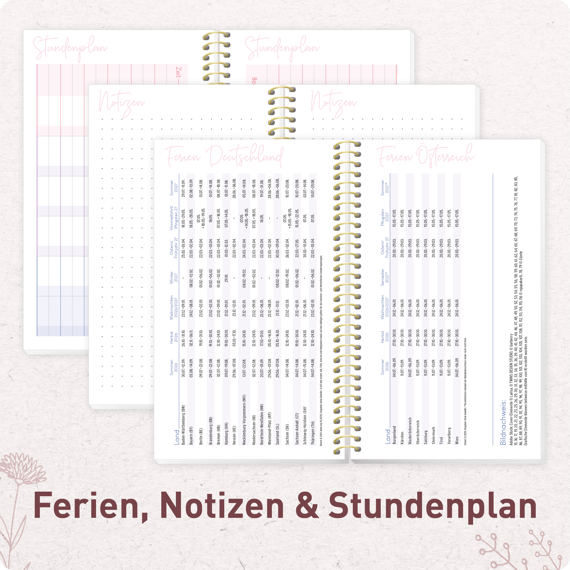 Artikelbild 6 des Artikels “College-Timer A6 Slim 2026/2027 [Fine Flowers rosé] “