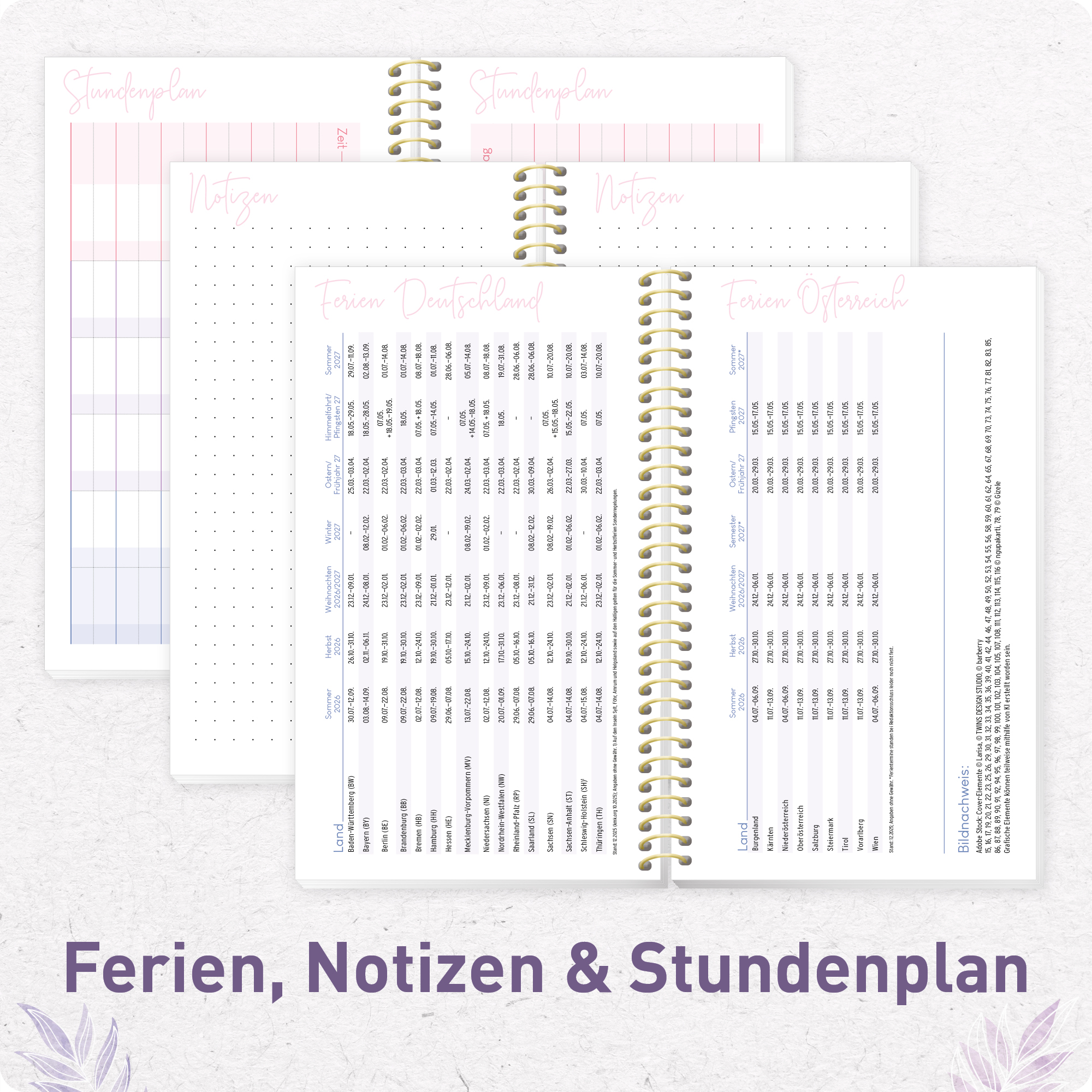 Artikelbild 6 des Artikels “College-Timer A6 Slim 2026/2027 [Purple Leaves] “