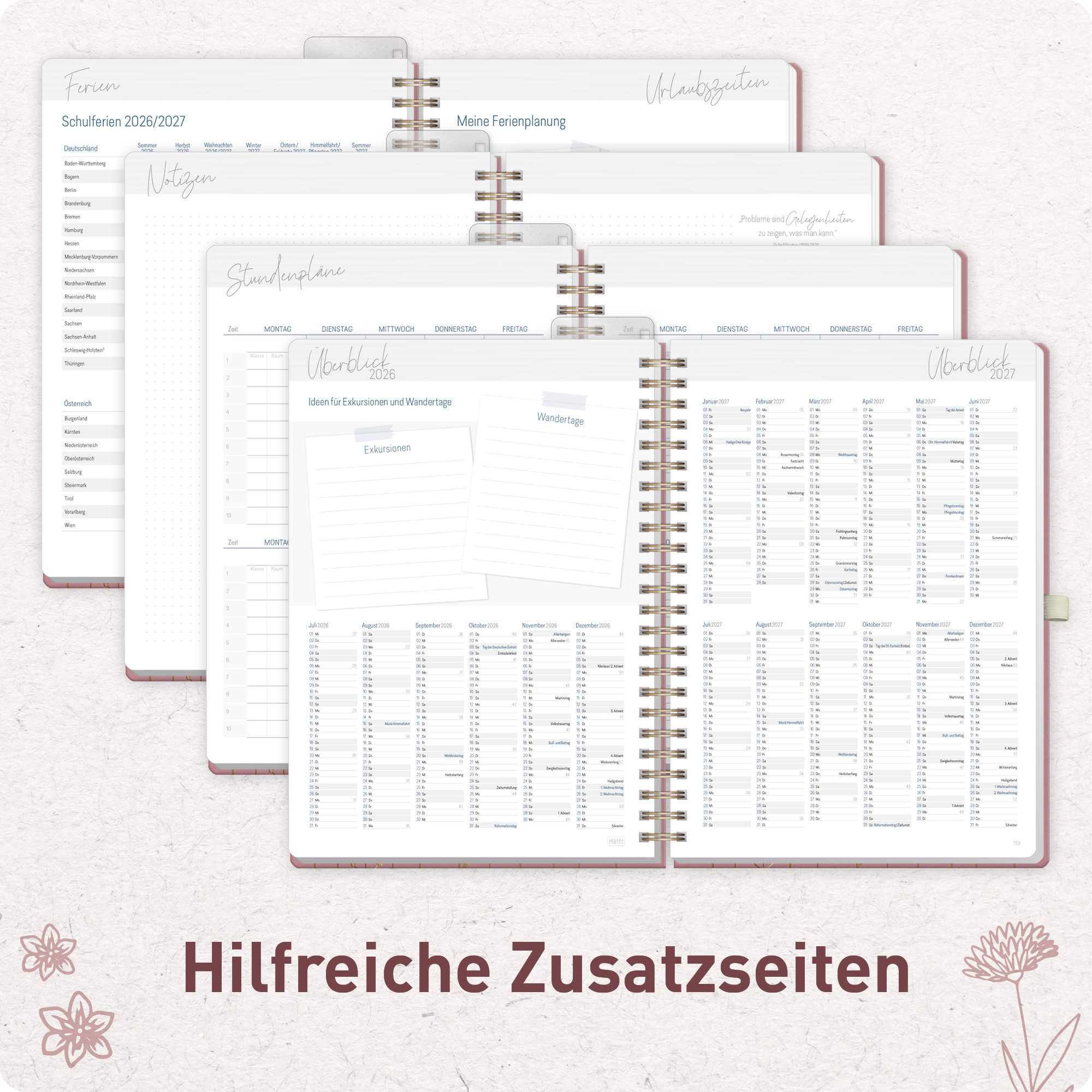 Artikelbild 6 des Artikels “Lehrer-Planer Maxi Deluxe A4+ 26/27 [Fine Flowers rosé] “
