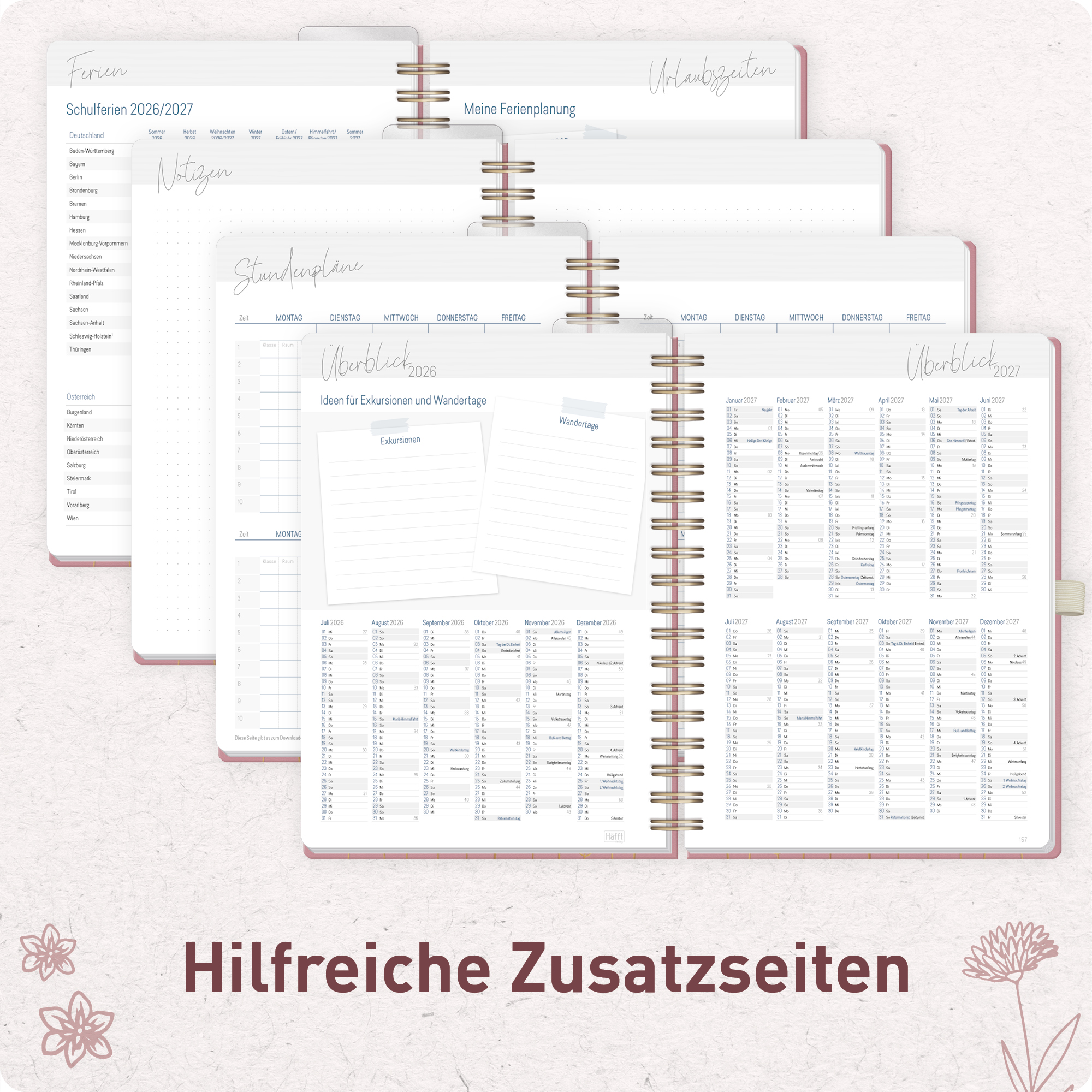 Artikelbild 6 des Artikels “Lehrer-Planer Deluxe A5+ 26/27 [Fine Flowers rosé] “