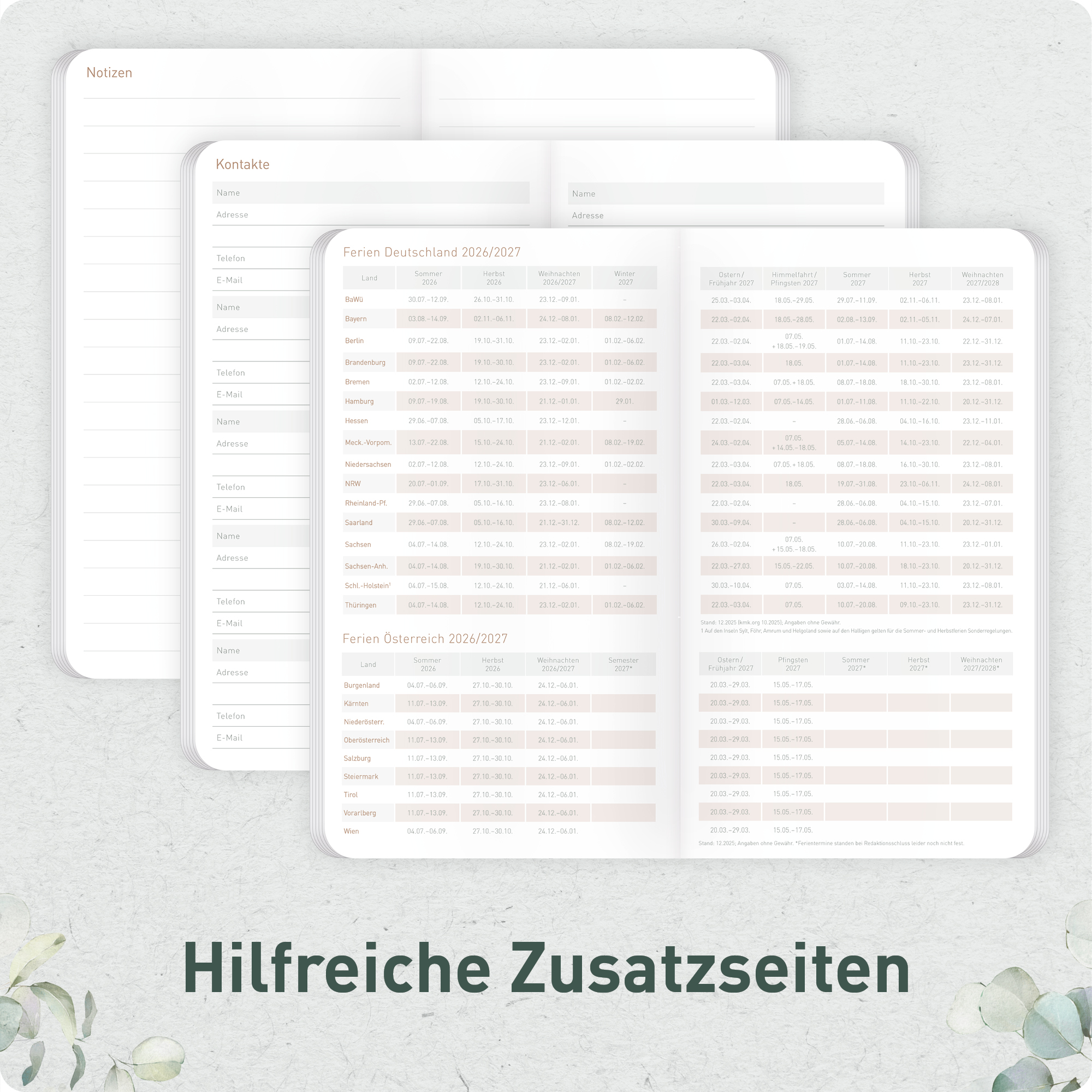 Artikelbild 6 des Artikels “Monatskalender 2026/2027 Square A6+ Taschenkalender [Minty Leaves] “