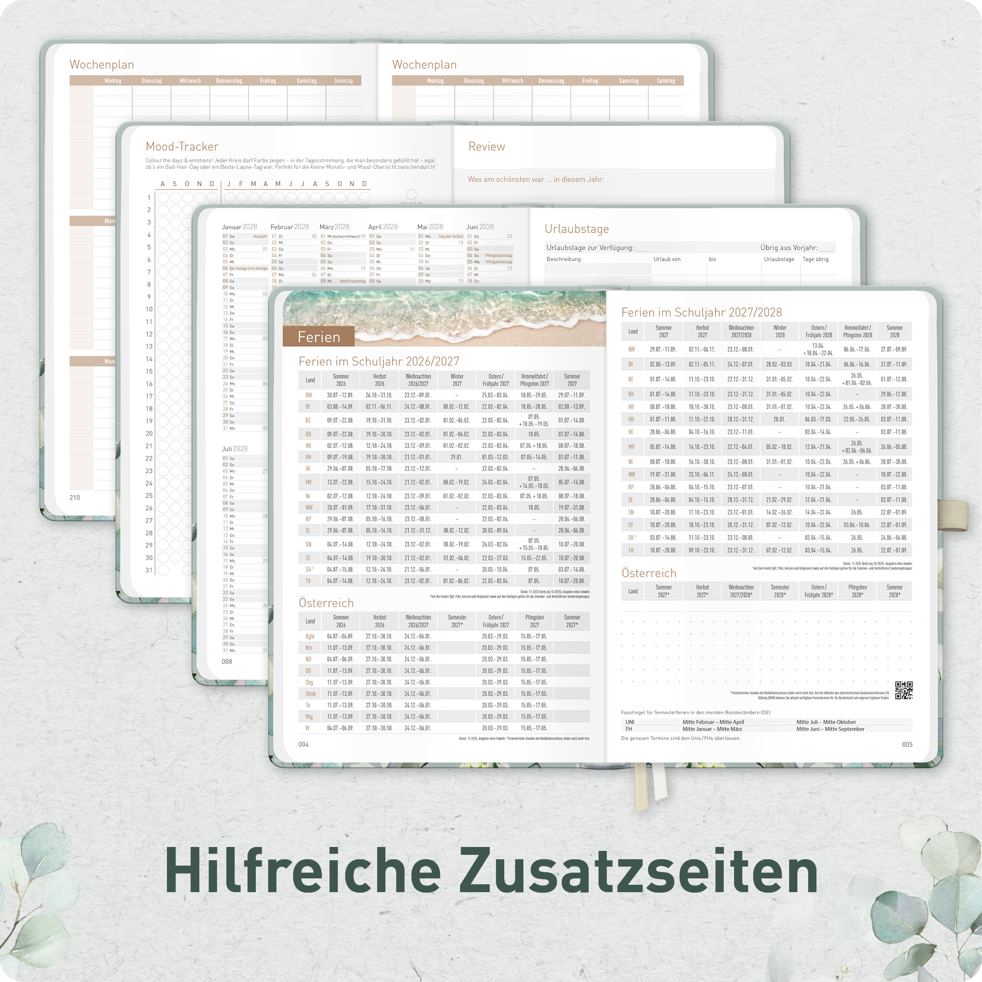 Artikelbild 6 des Artikels “Chäff-Timer Premium A5 Kalender 2026/2027 [Minty Leaves] “