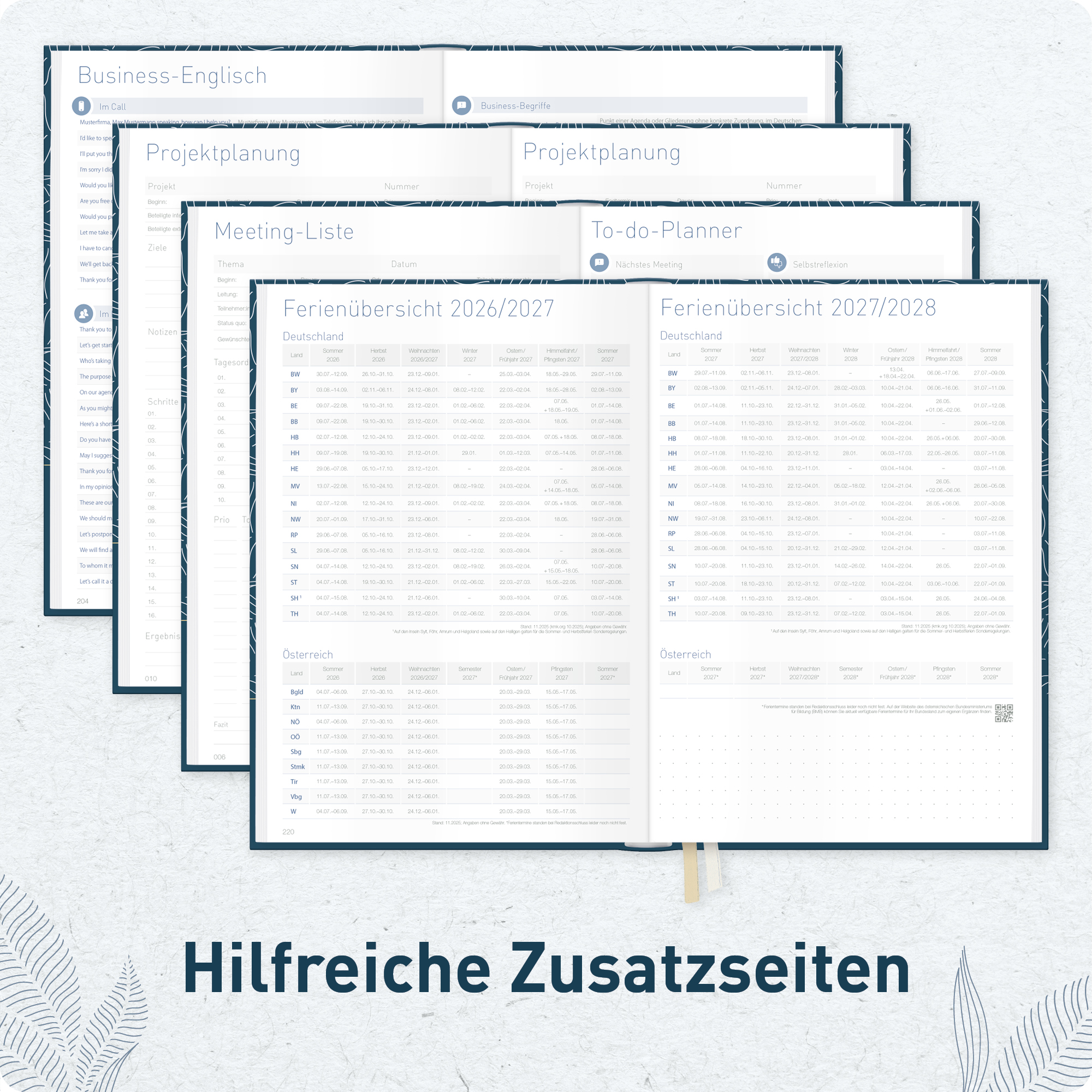 Artikelbild 6 des Artikels “Business-Timer A5 2026/2027 [Fine Leaves blue] “