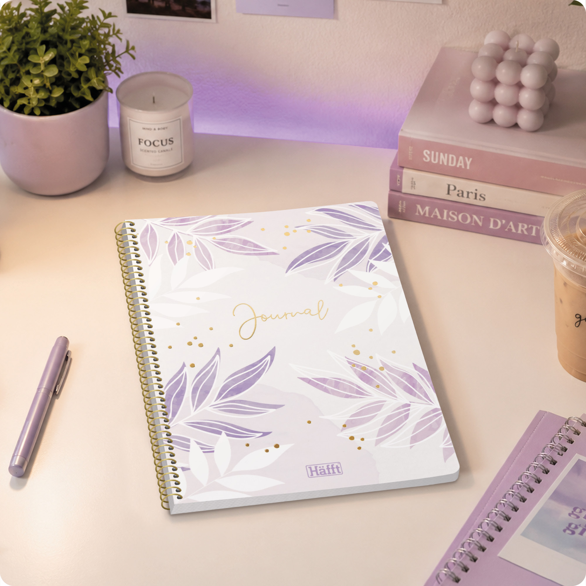 Artikelbild 6 des Artikels “College-Journal dotted A5 mit Spiralbindung [Purple Leaves] “