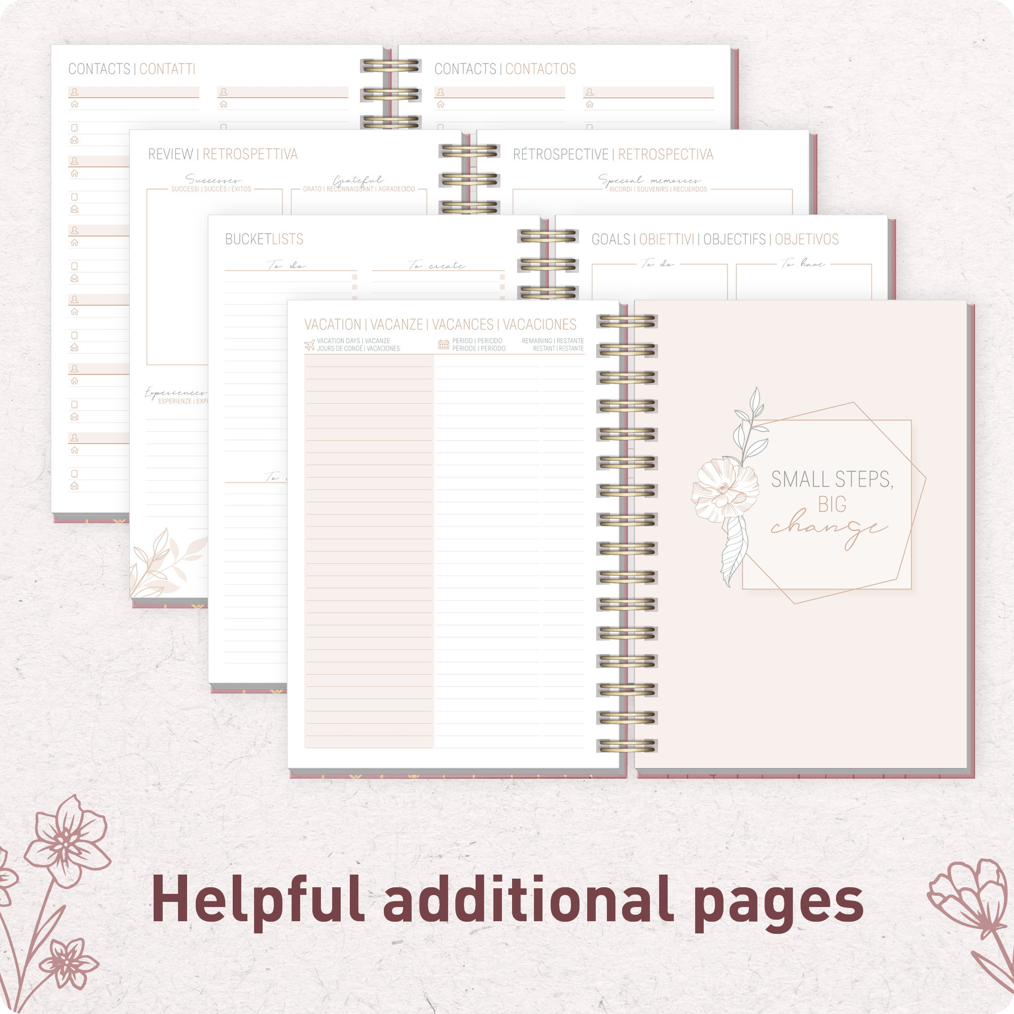 Artikelbild 6 des Artikels “Lieblings-Timer A5 2026/2027 auf Englisch (+ IT/FR/ES) [Fine Flowers rosé] “