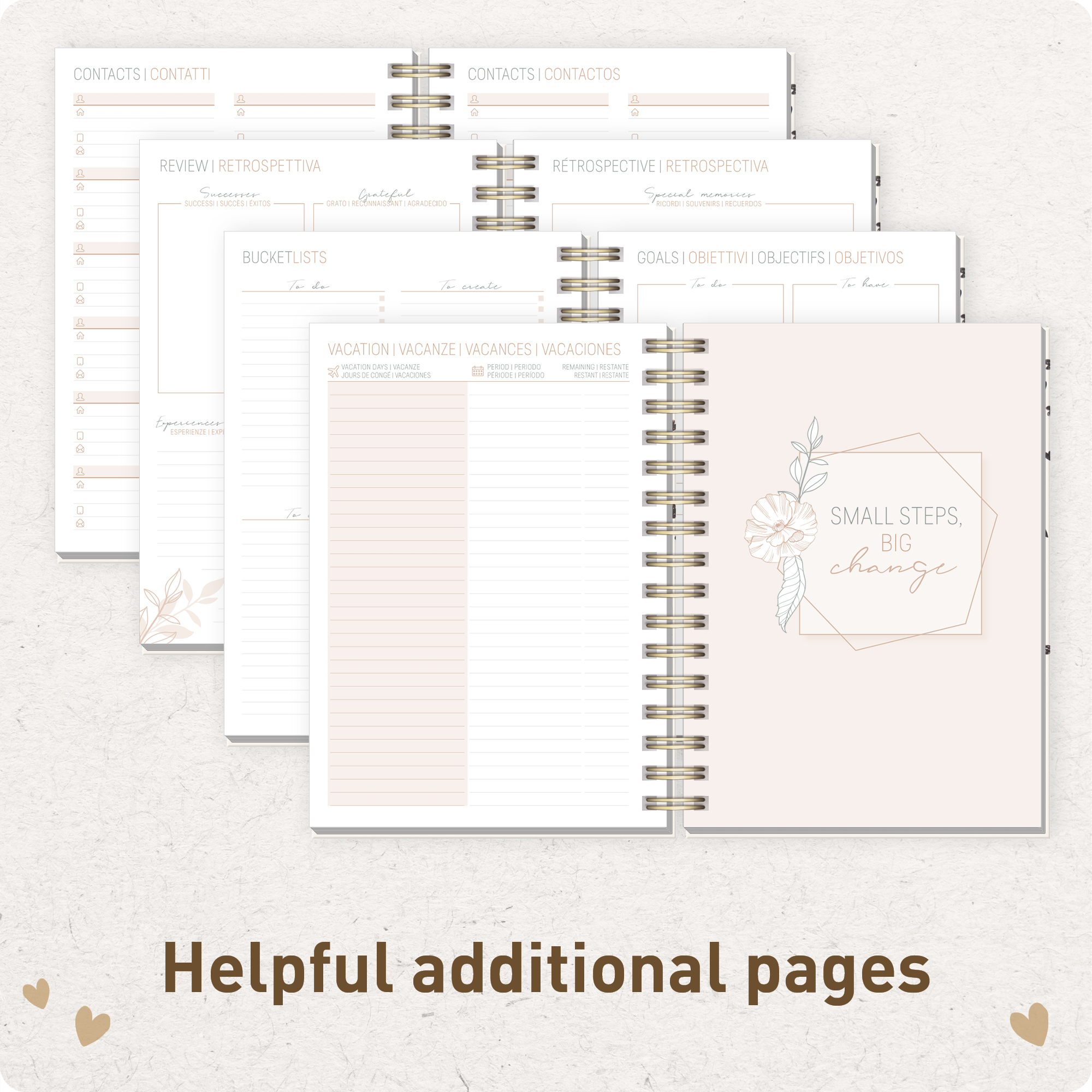 Artikelbild 6 des Artikels “Lieblings-Timer A5 2026/2027 auf Englisch (+ IT/FR/ES) [Golden Hearts] “