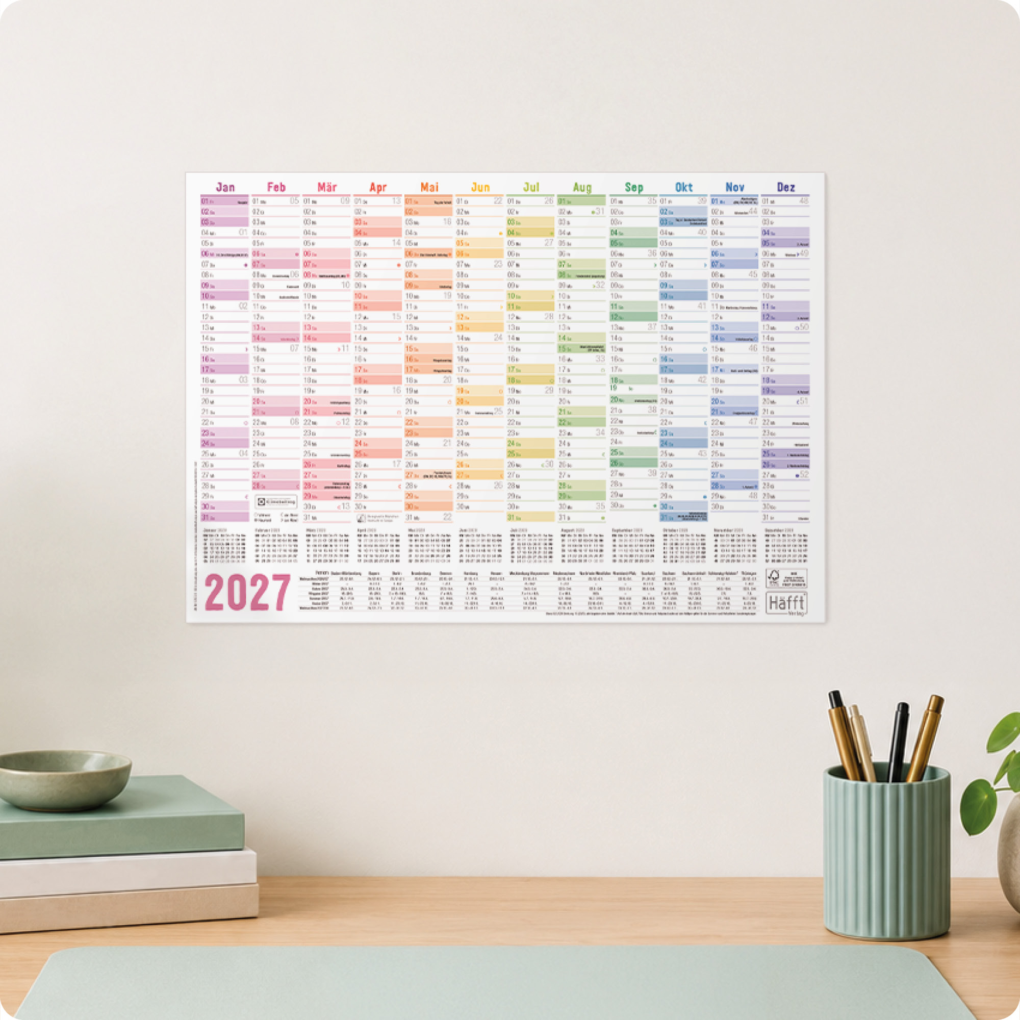 Artikelbild 6 des Artikels “Wandkalender 2027 A3 abwischbar gerollt quer [Rainbow] “