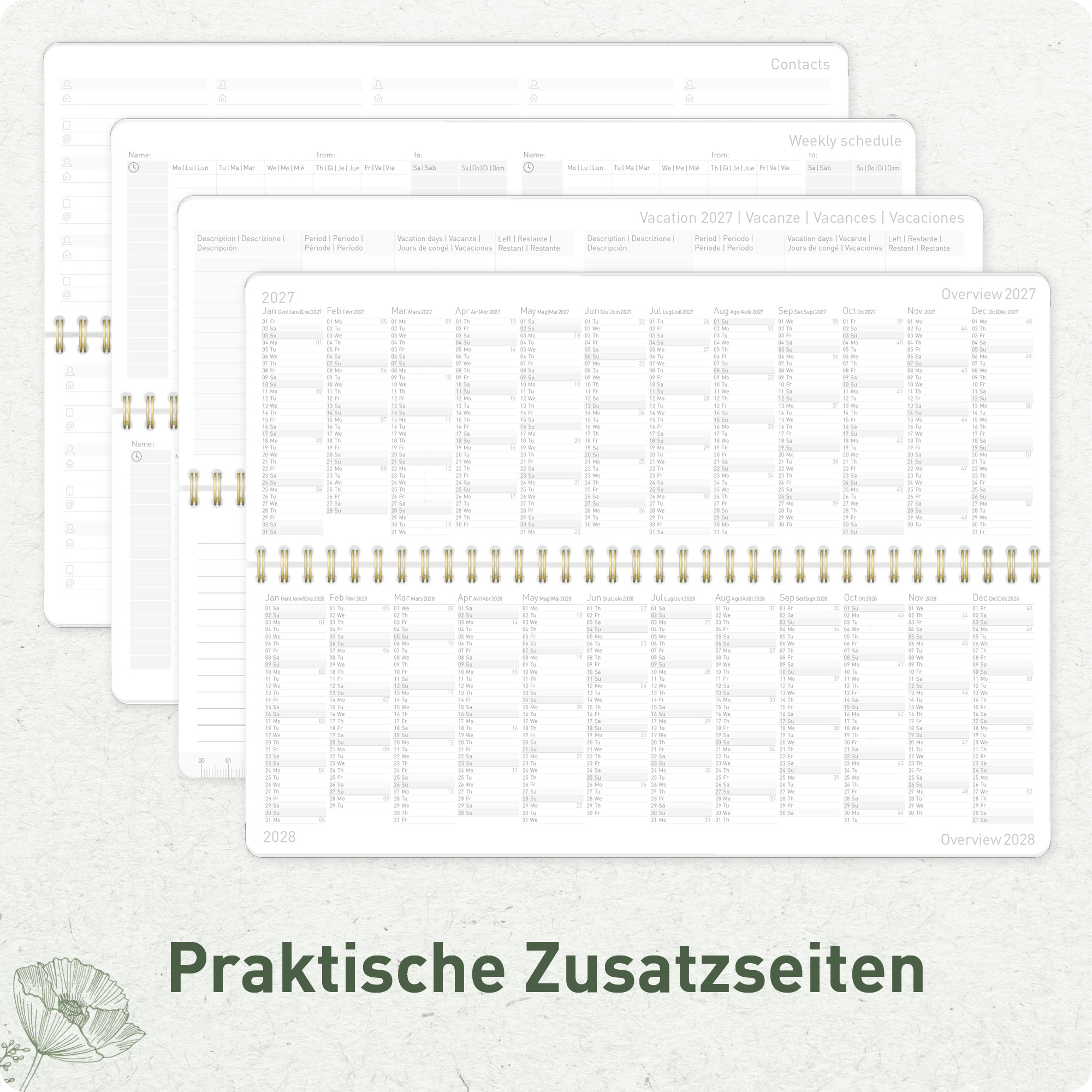Artikelbild 6 des Artikels “Internationaler Wochen-Tischkalender quer 2027 [Green Poppy] “