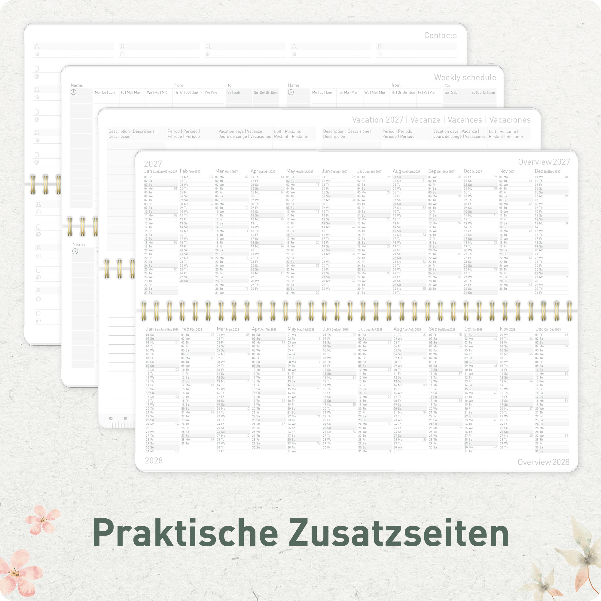 Artikelbild 6 des Artikels “Internationaler Wochen-Tischkalender quer 2027 [Wild Blossoms] “