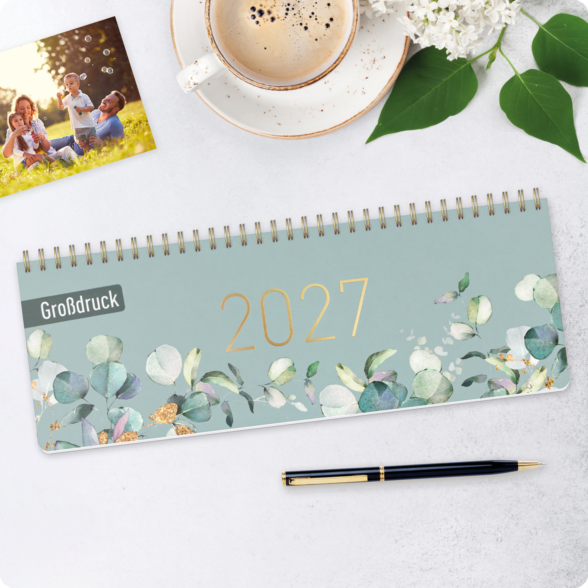Artikelbild 6 des Artikels “Wochen-Tischkalender 2027 Großdruckkalender quer [Minty Leaves] “