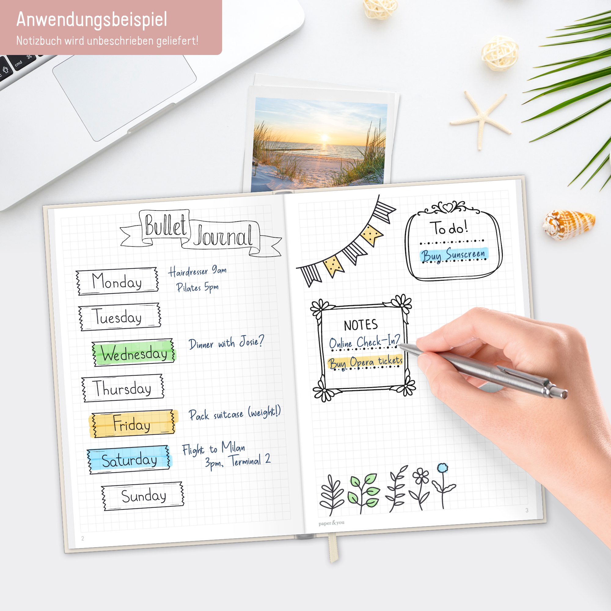 Artikelbild 6 des Artikels “paper&you Notizbuch Classic kariert A5+  [Dainty Flower] “