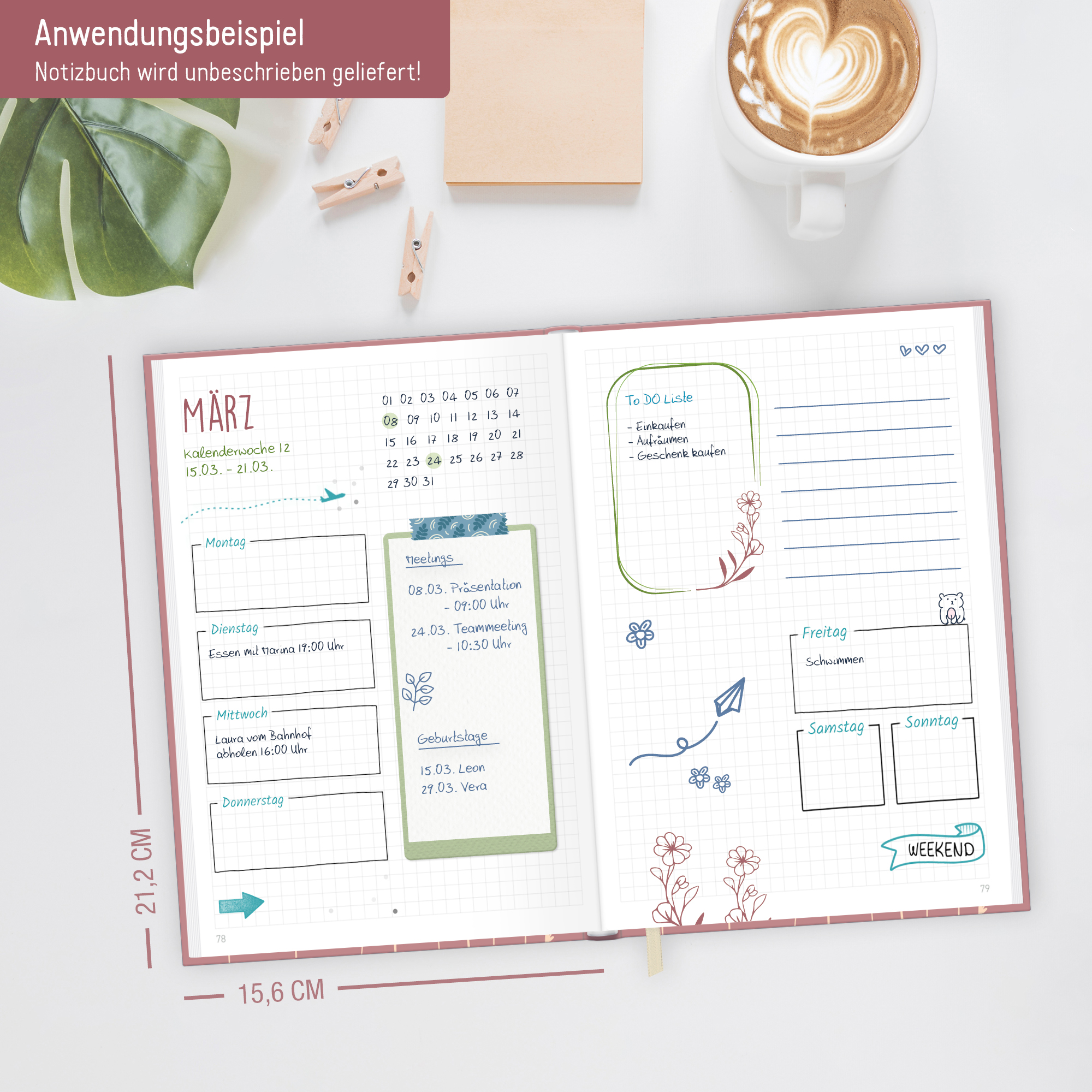 Artikelbild 6 des Artikels “Notizbuch Classic kariert A5+  [Fine Flowers rosé] “