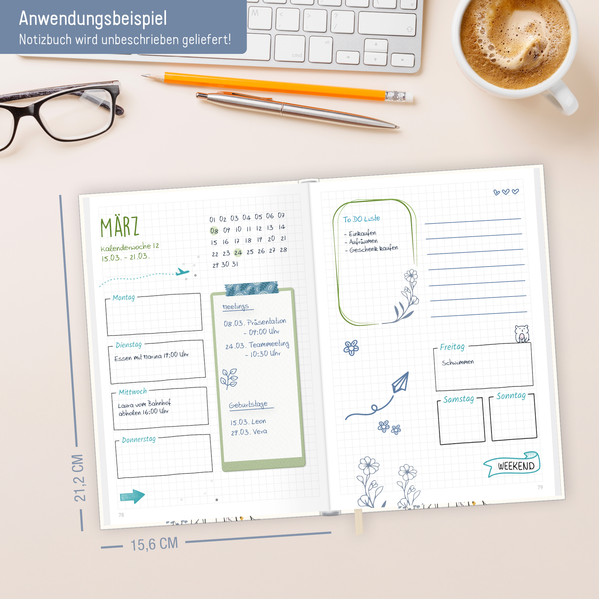 Artikelbild 6 des Artikels “Notizbuch Classic kariert A5+  [Flower Joy] “