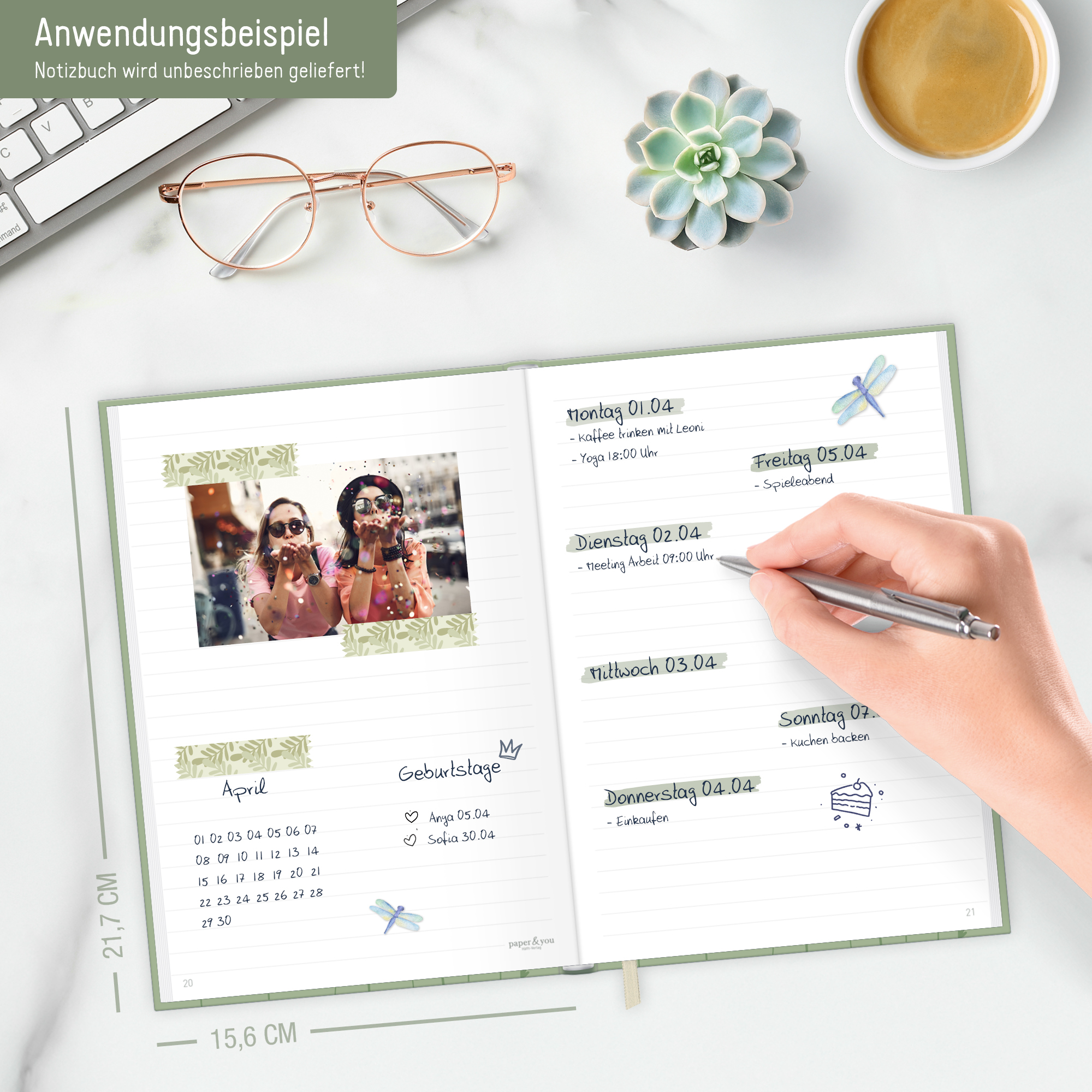 Artikelbild 6 des Artikels “paper&you Notizbuch Classic A5+ liniert [Fine Flowers salbei] “