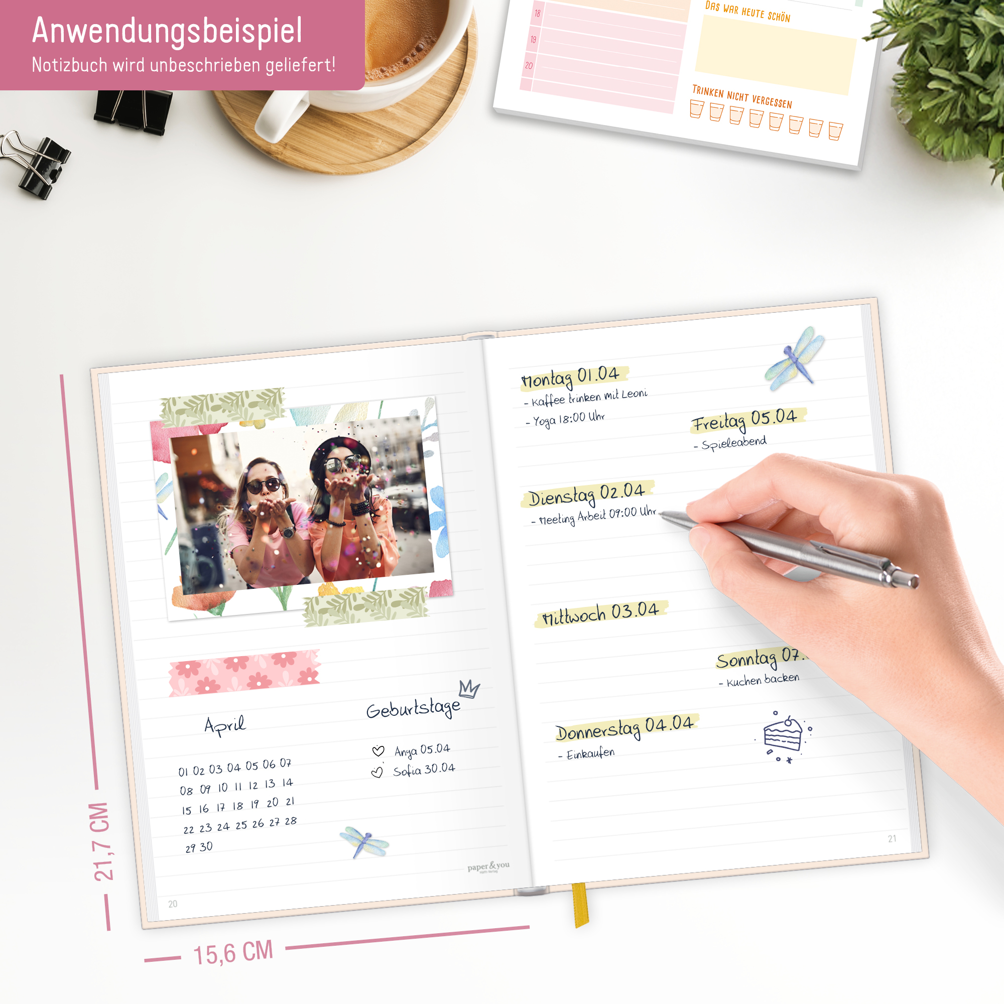 Artikelbild 6 des Artikels “paper&you Notizbuch Classic A5+ liniert [Pink Flowers] “